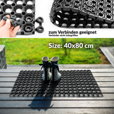 Ringgummimatte Gummimatte Wabenmatte Fußabtreter Schmutzfangmatte 40x80cm Schwarz