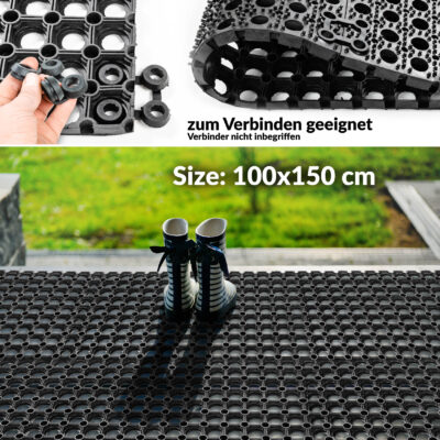 Ringgummimatte Schmutzfangmatte Fußabtreter Gummimatte Wabenmatte 100x150cm Schwarz