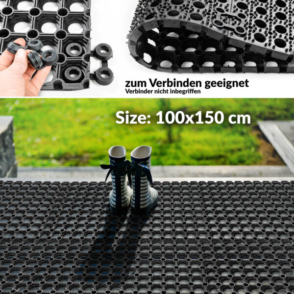 Ringgummimatte Schmutzfangmatte Fußabtreter Gummimatte Wabenmatte 100x150cm Schwarz