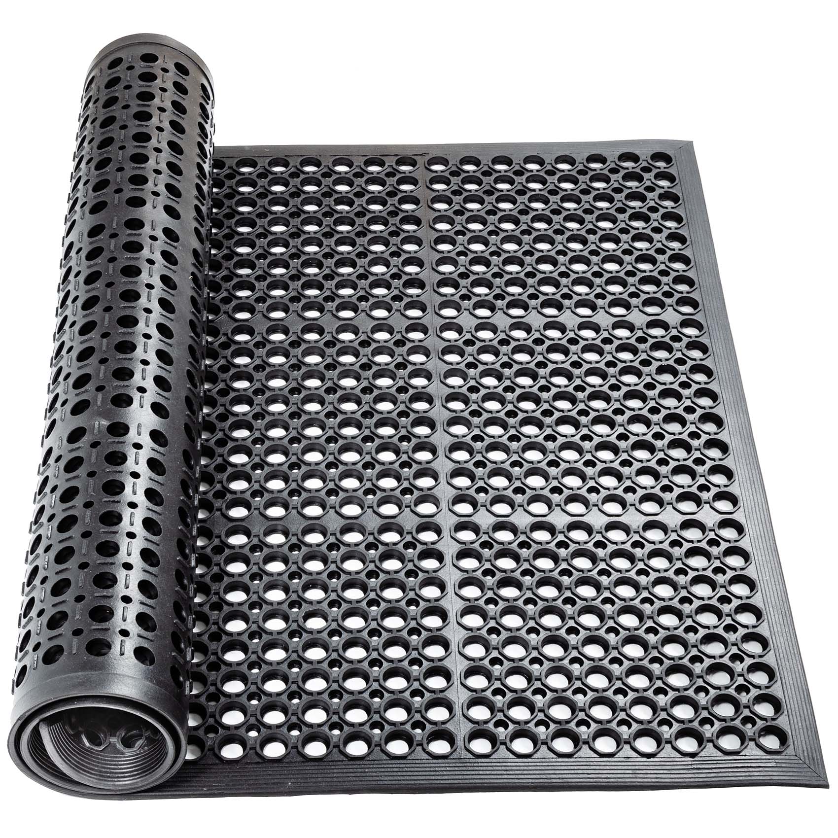 Ringgummimatte mit Gummirand Schmutzfangmatte Gummimatte Wabenmatte 90x150cm Schwarz