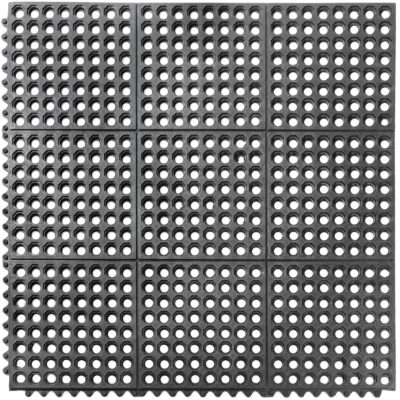 Ringgummimatte Schmutzfangmatte Gummimatte mit intergriertem Verbinder 90x90cm Schwarz