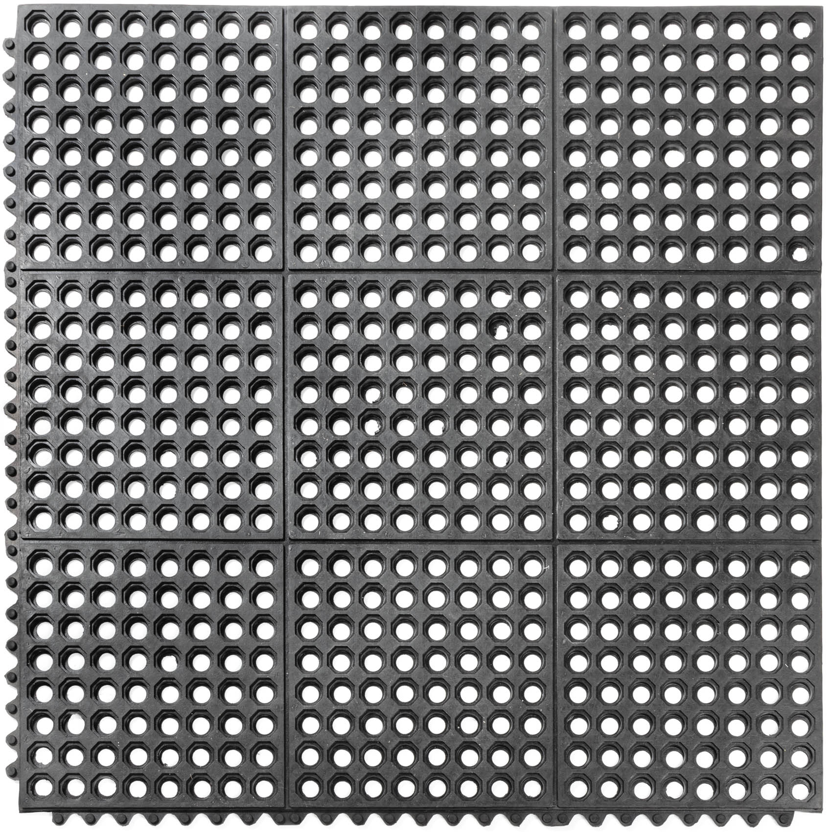 Ringgummimatte Schmutzfangmatte Gummimatte mit intergriertem Verbinder 90x90cm Schwarz