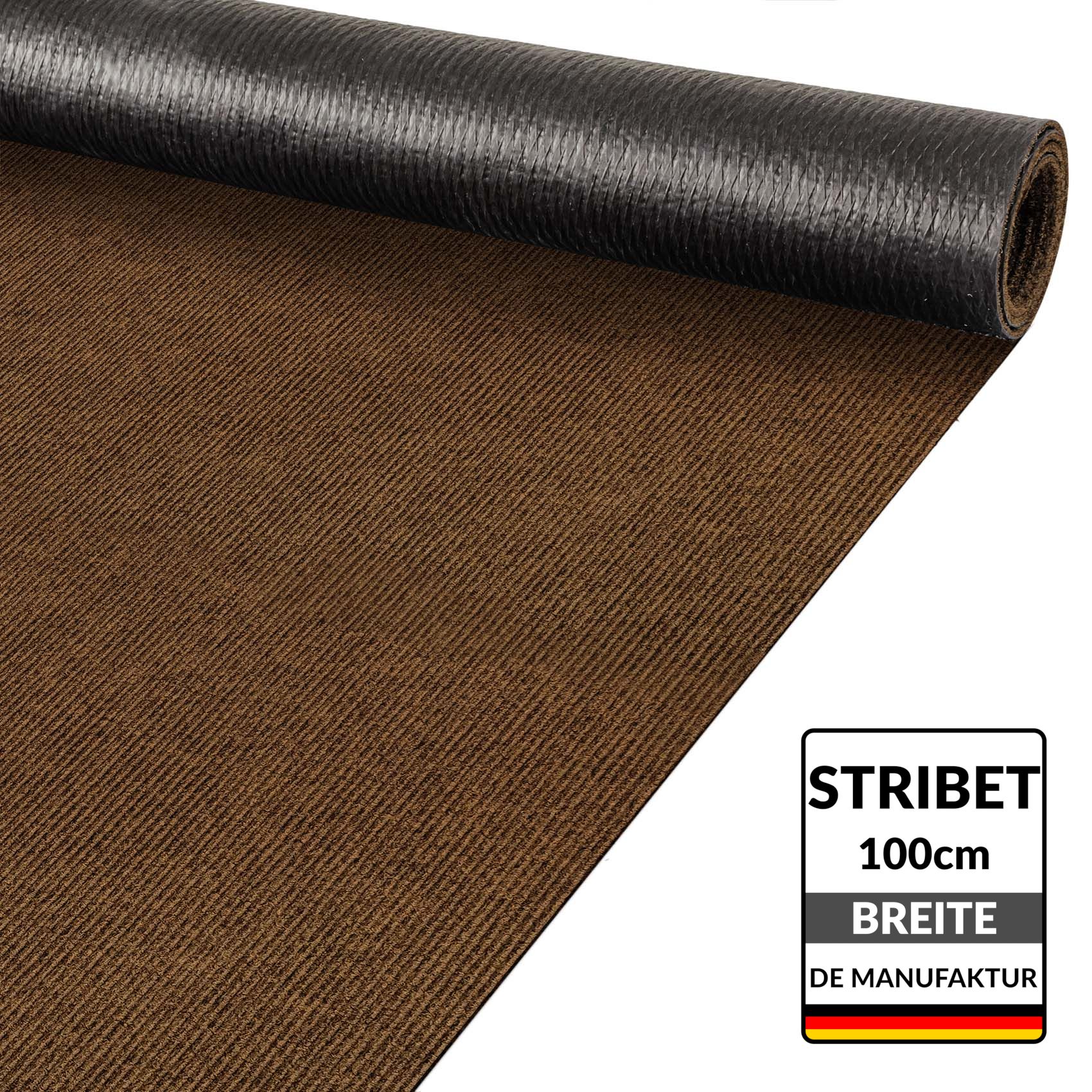Teppichläufer Läufer Flur Sauberlaufmatte Schmutzfangmatte Flur Teppich STRIBET Breite 100cm Hellbraun 100x100cm