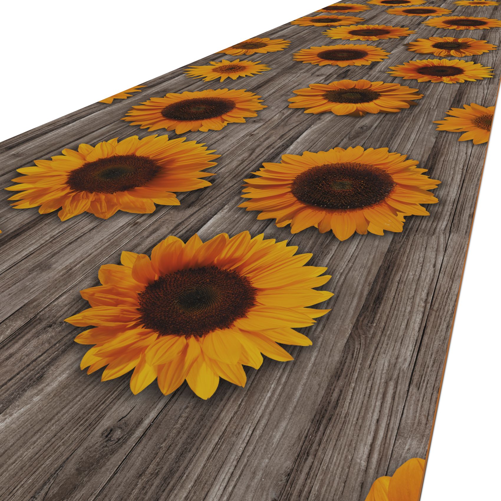 GIMMY022_10 Läufer PVC Teppich rutschfest abwaschbar Sonnenblumen Grau 50cm Breit