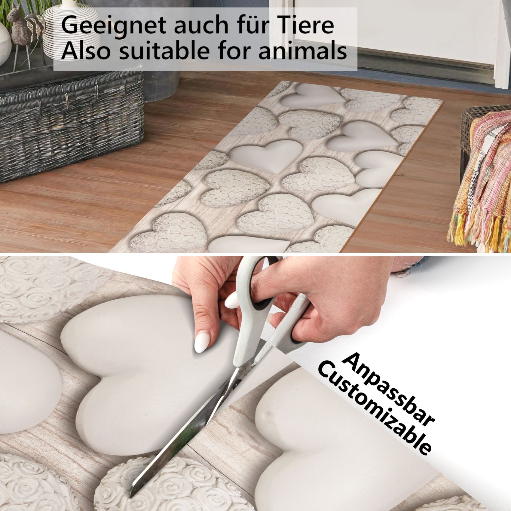 EMEND21_50 Küchenläufer PVC rutschfest abwaschbar Home Sweet Home Beige 50cm Breit