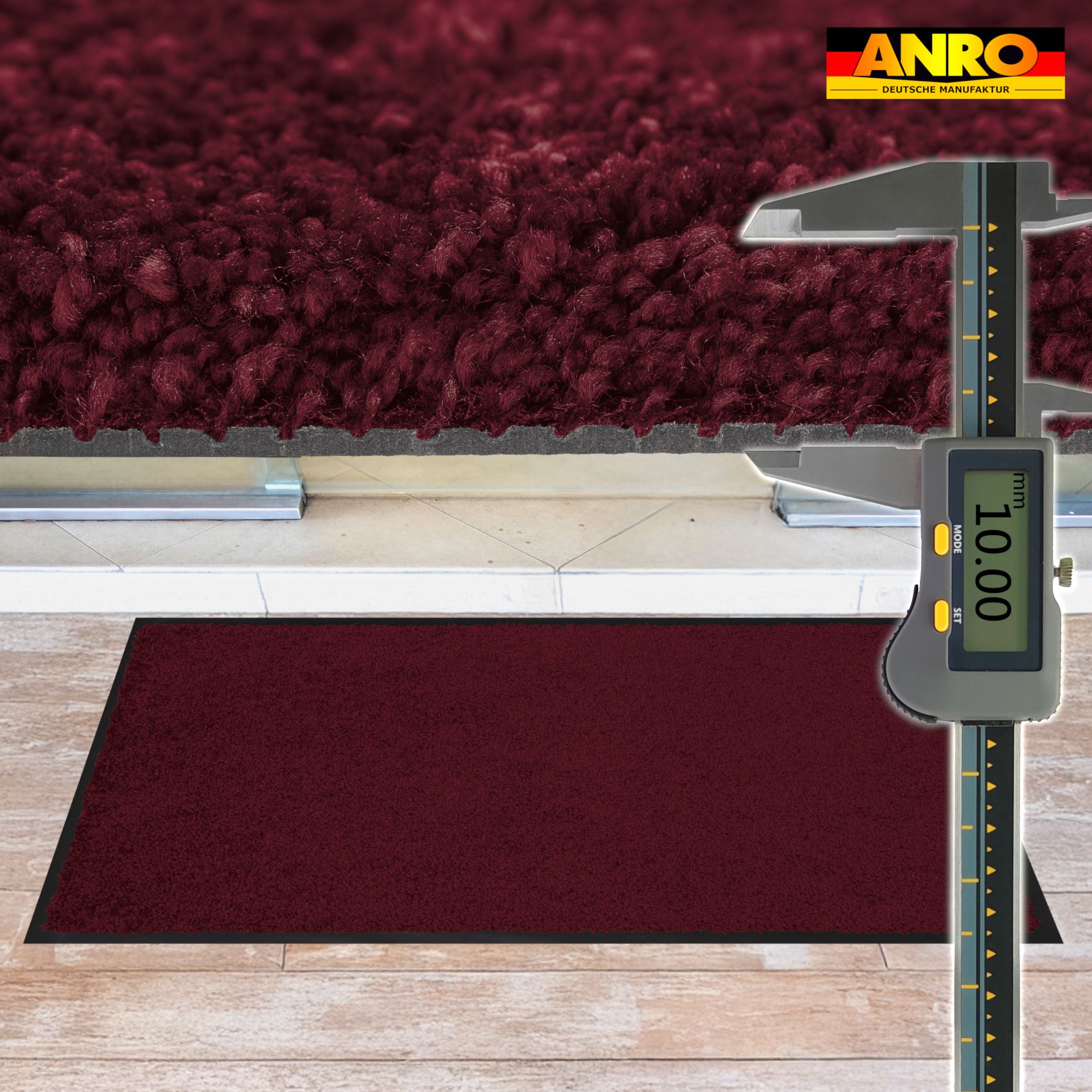 Fußmatte Schmutzfangmatte QUEEN Sauberlaufmatte Schmutzmatte mit Gummirand für innen & außen 5 Größen Bordeaux