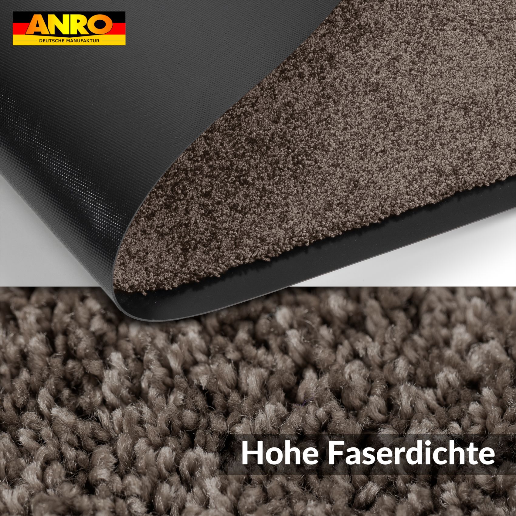 VQU-SMA-BRAU_30 Fußmatte Schmutzfangmatte QUEEN Sauberlaufmatte Schmutzmatte mit Gummirand für innen & außen 5 Größen Braun