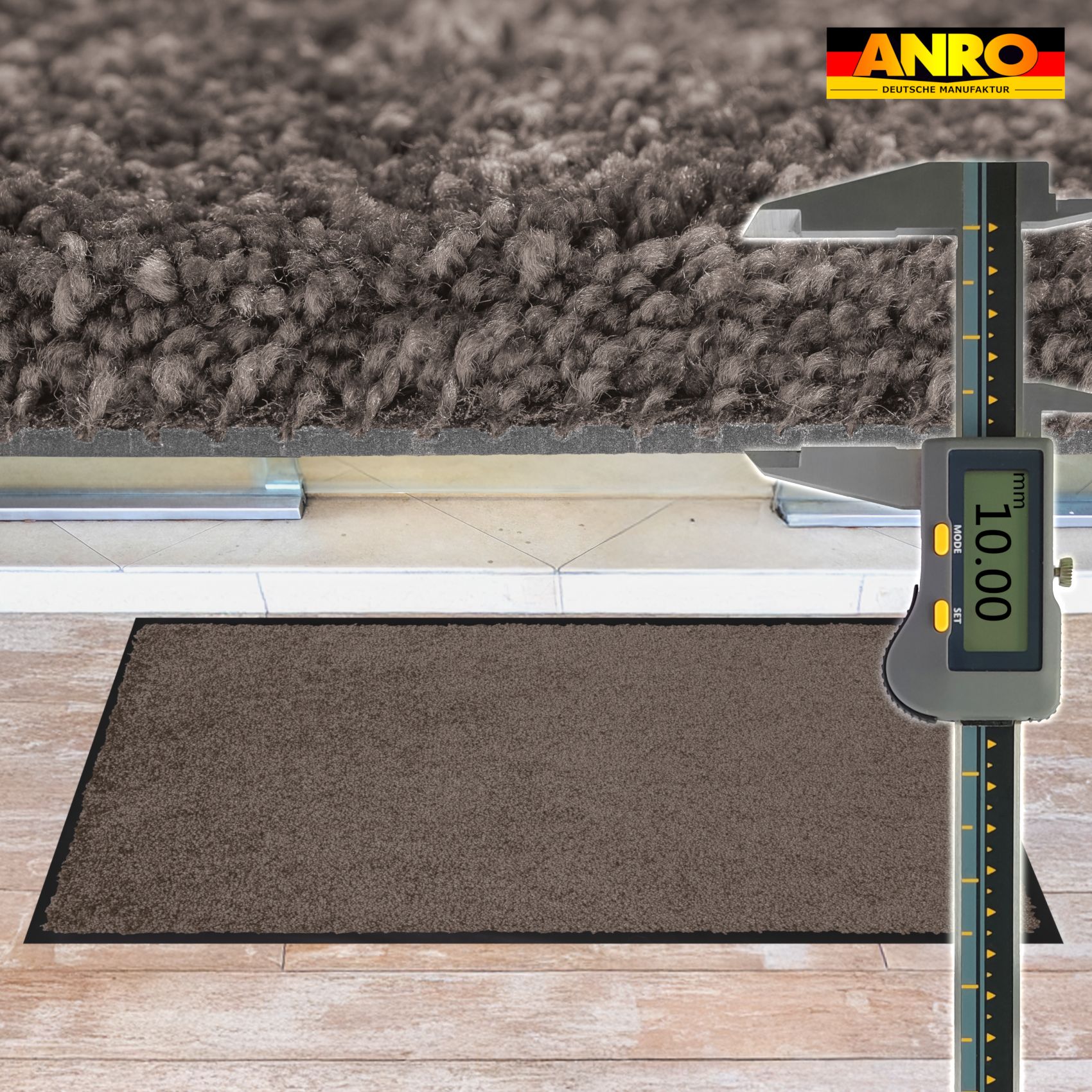 VQU-SMA-BRAU_60 Fußmatte Schmutzfangmatte QUEEN Sauberlaufmatte Schmutzmatte mit Gummirand für innen & außen 5 Größen Braun