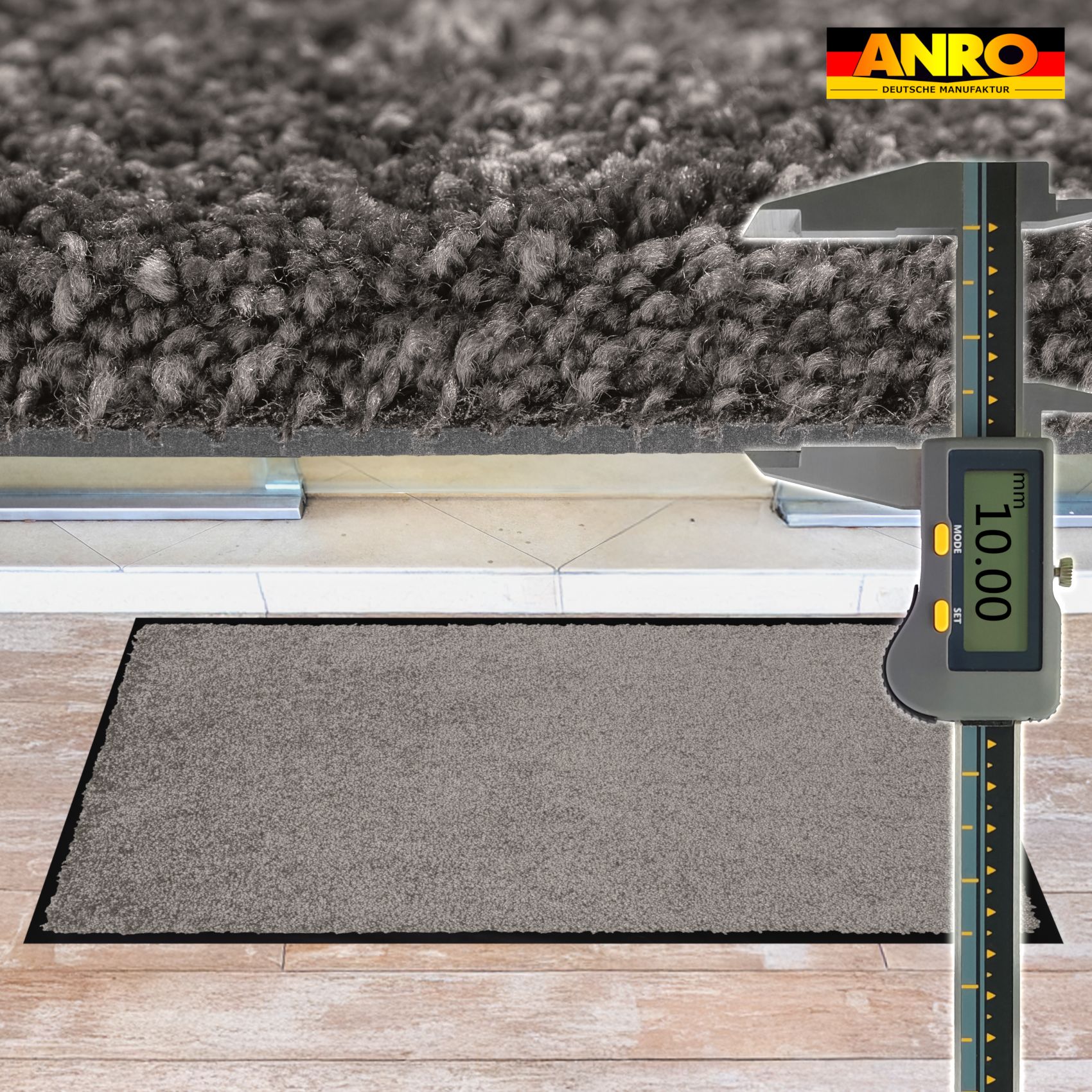 VQU-SMA-GRAU_60 Fußmatte Schmutzfangmatte QUEEN Sauberlaufmatte Schmutzmatte mit Gummirand für innen & außen 5 Größen Grau