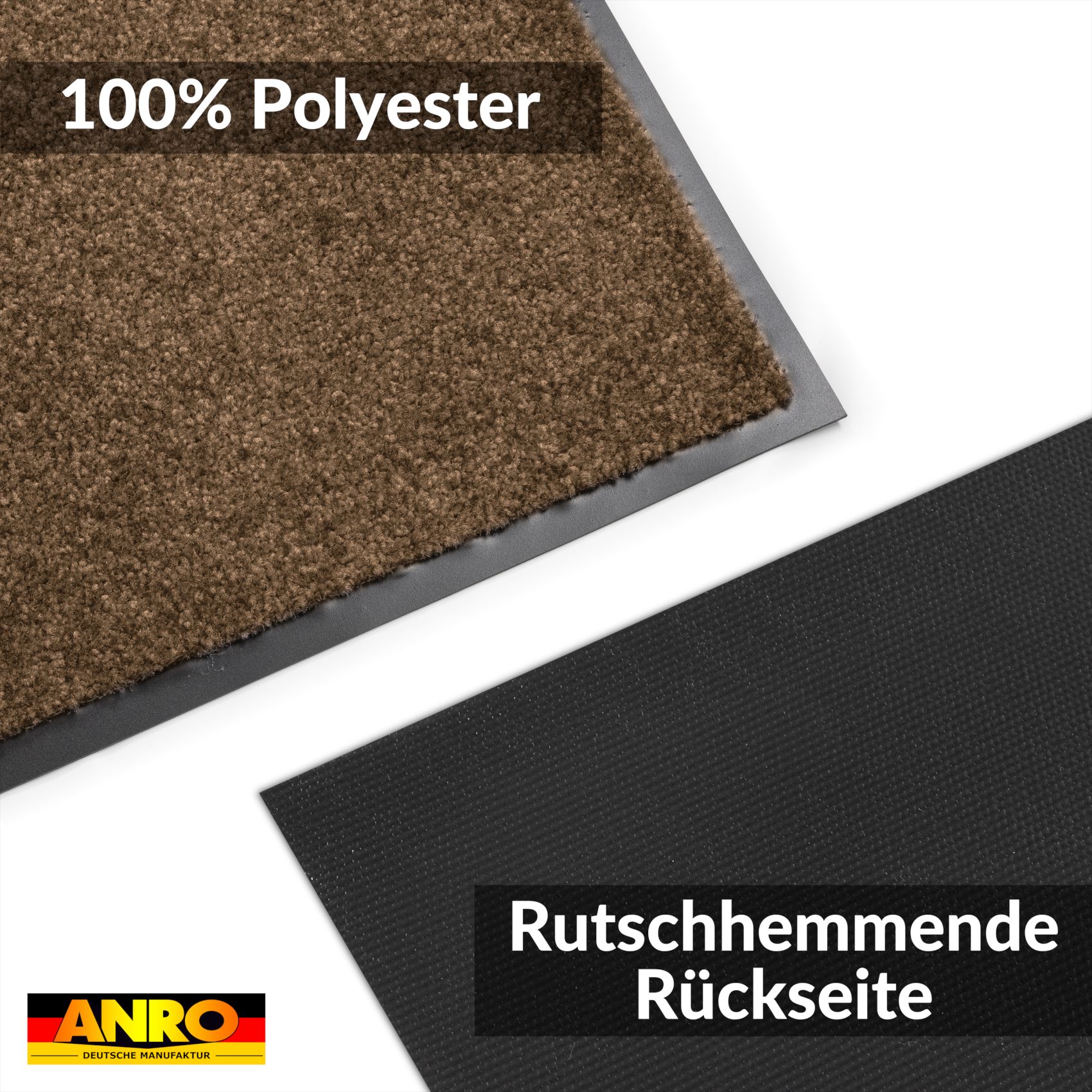 VAM-SMA-BRAU_50 Fußmatte Schmutzfangmatte AMIGO Sauberlaufmatte Schmutzmatte mit Gummirand 8 Größen für innen & außen Braun