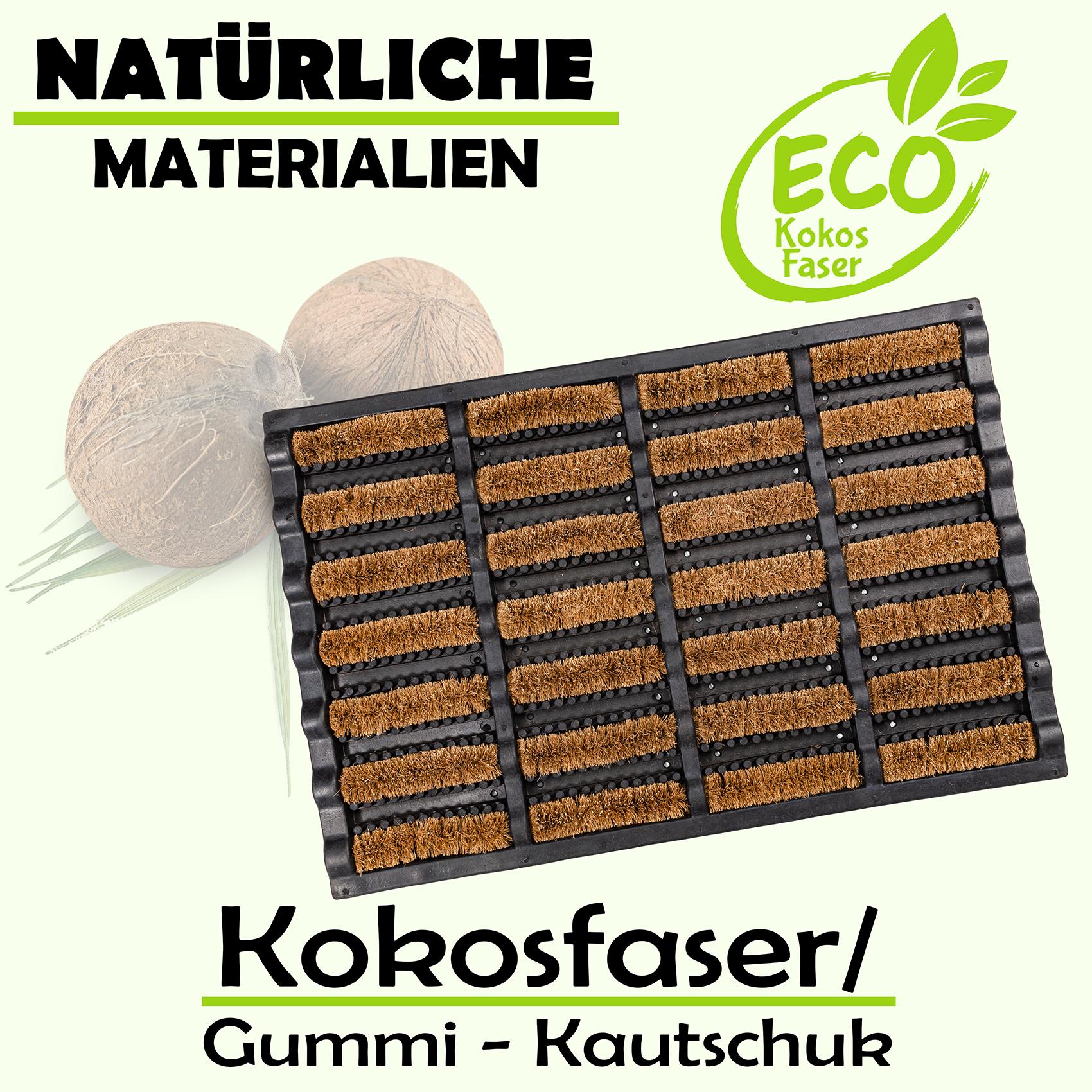 Kokosmatte Gummi Kokos Fußmatte Eco-Natur Schmutzfangmatte 40x60cm