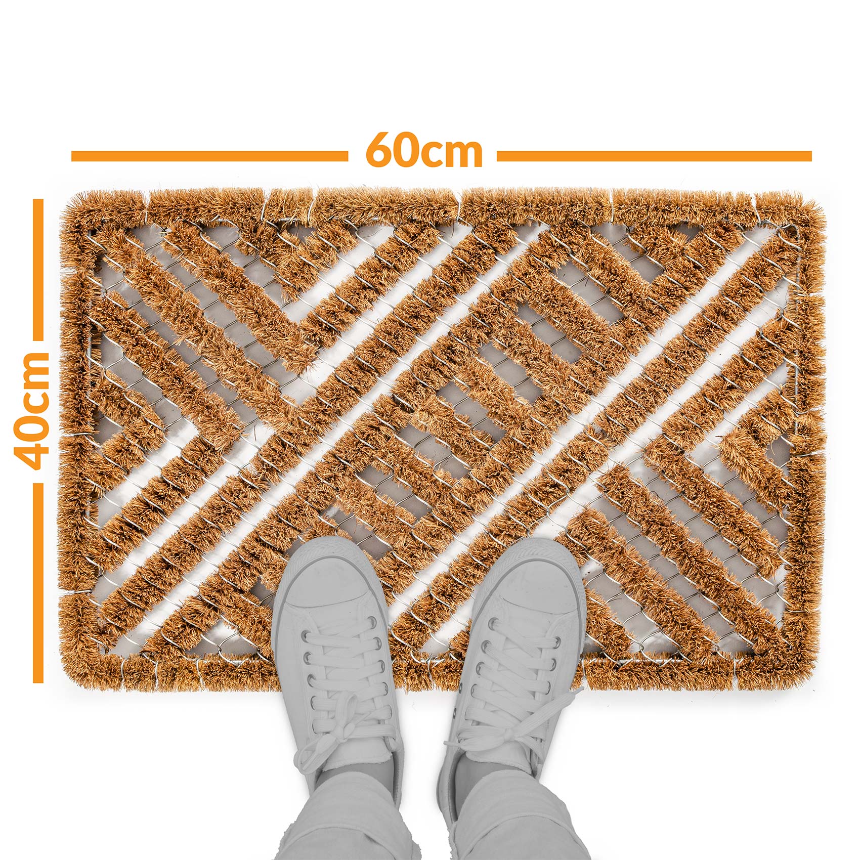 Kokosmatte Drahtgittermatte Kokos Schmutzfangmatte Fußmatte Eco-Natur Beige 40x60cm