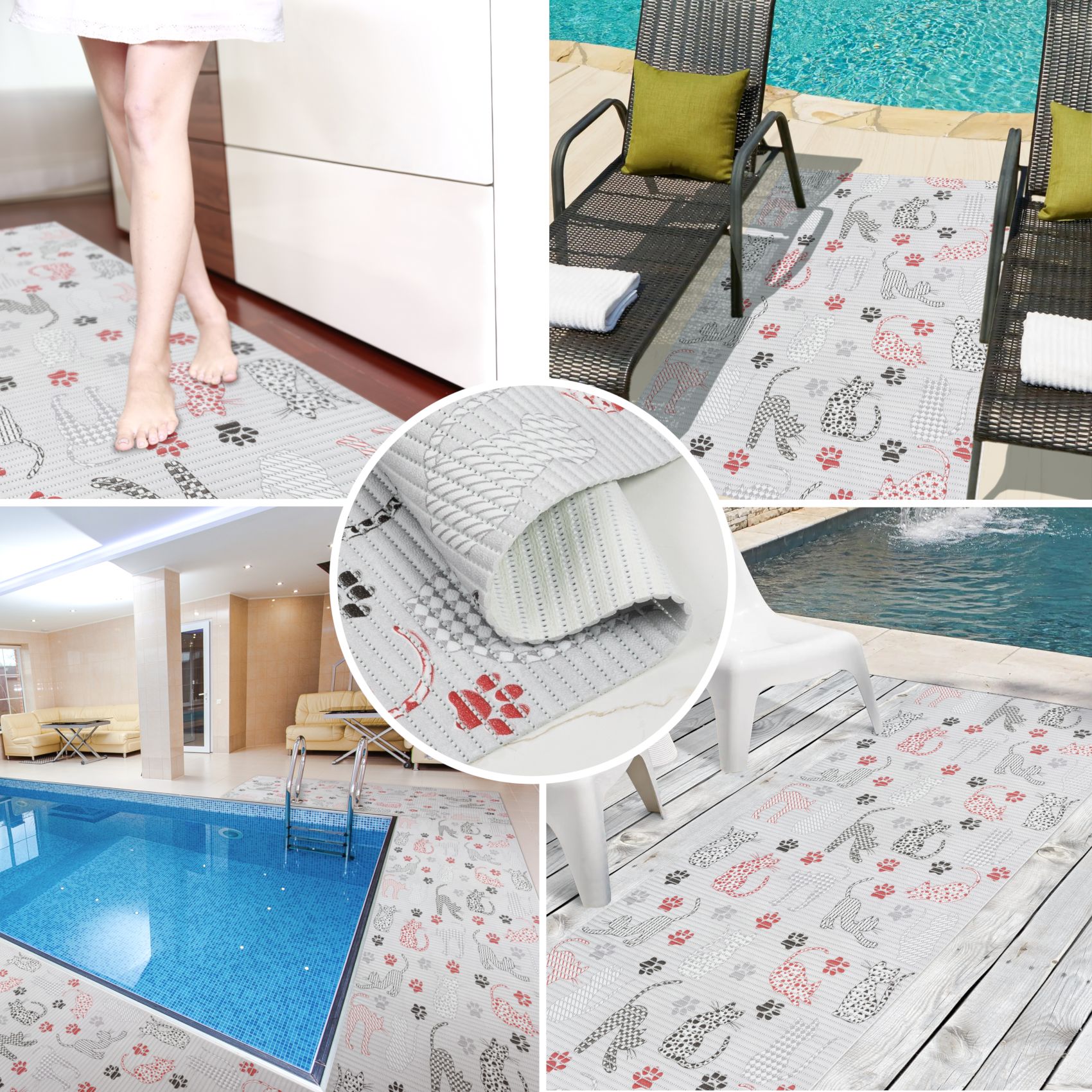 DM014DE_30 Weichschaummatte Bad Weichschaum Badematte Breite 65cm Katzen