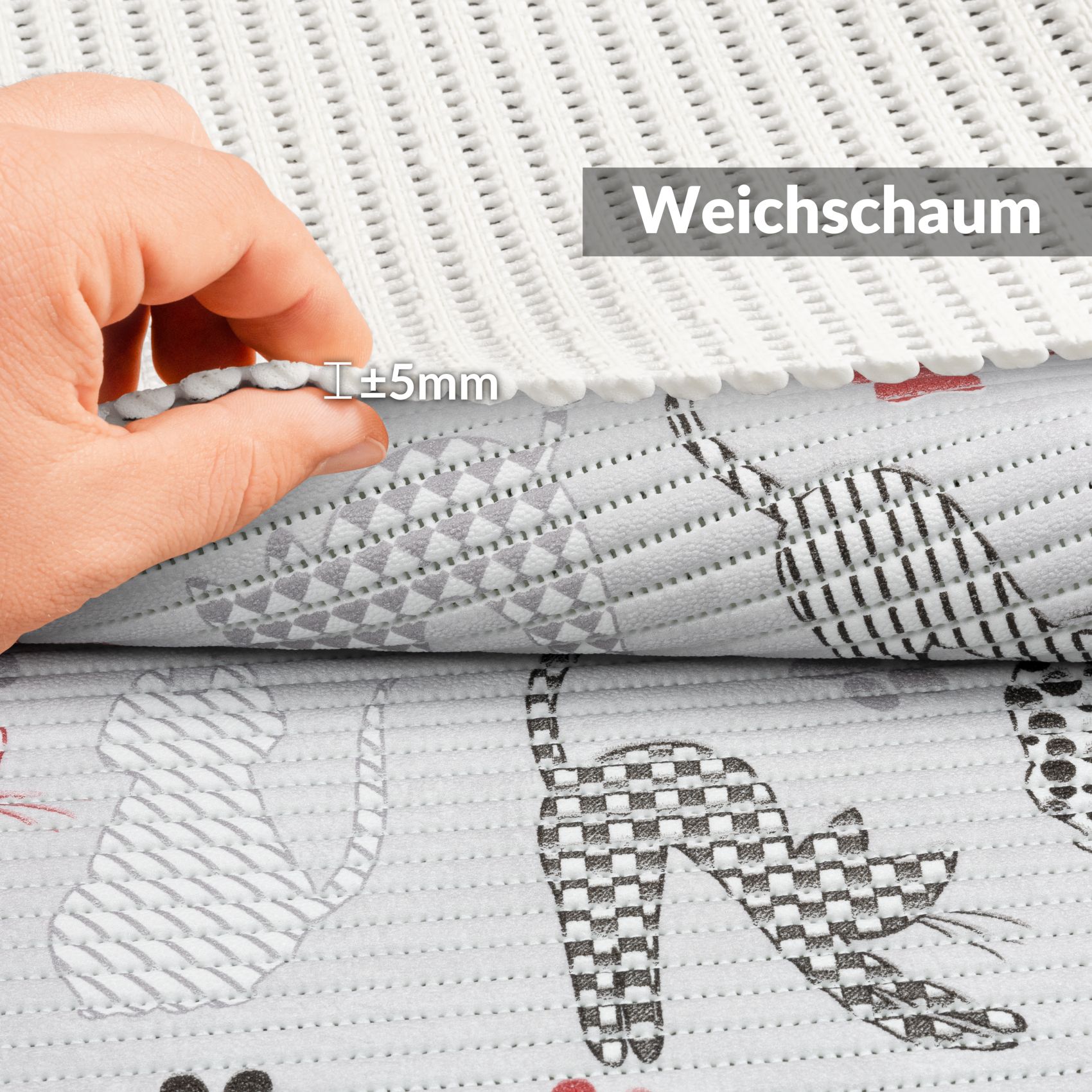 DM014DE_50 Weichschaummatte Bad Weichschaum Badematte Breite 65cm Katzen