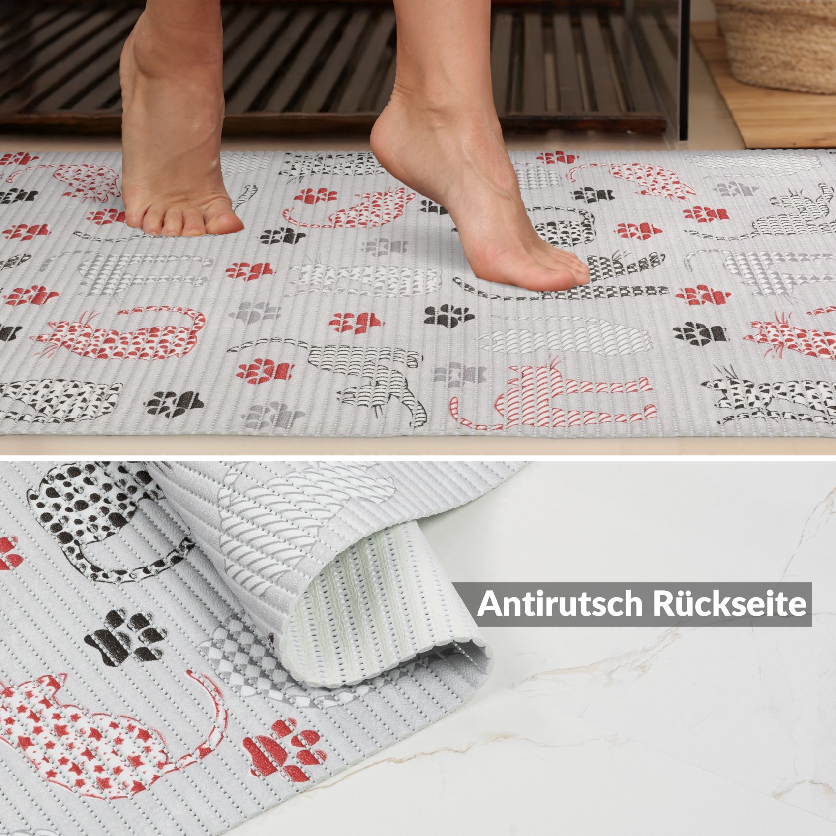 DM014DE_60 Weichschaummatte Bad Weichschaum Badematte Breite 65cm Katzen