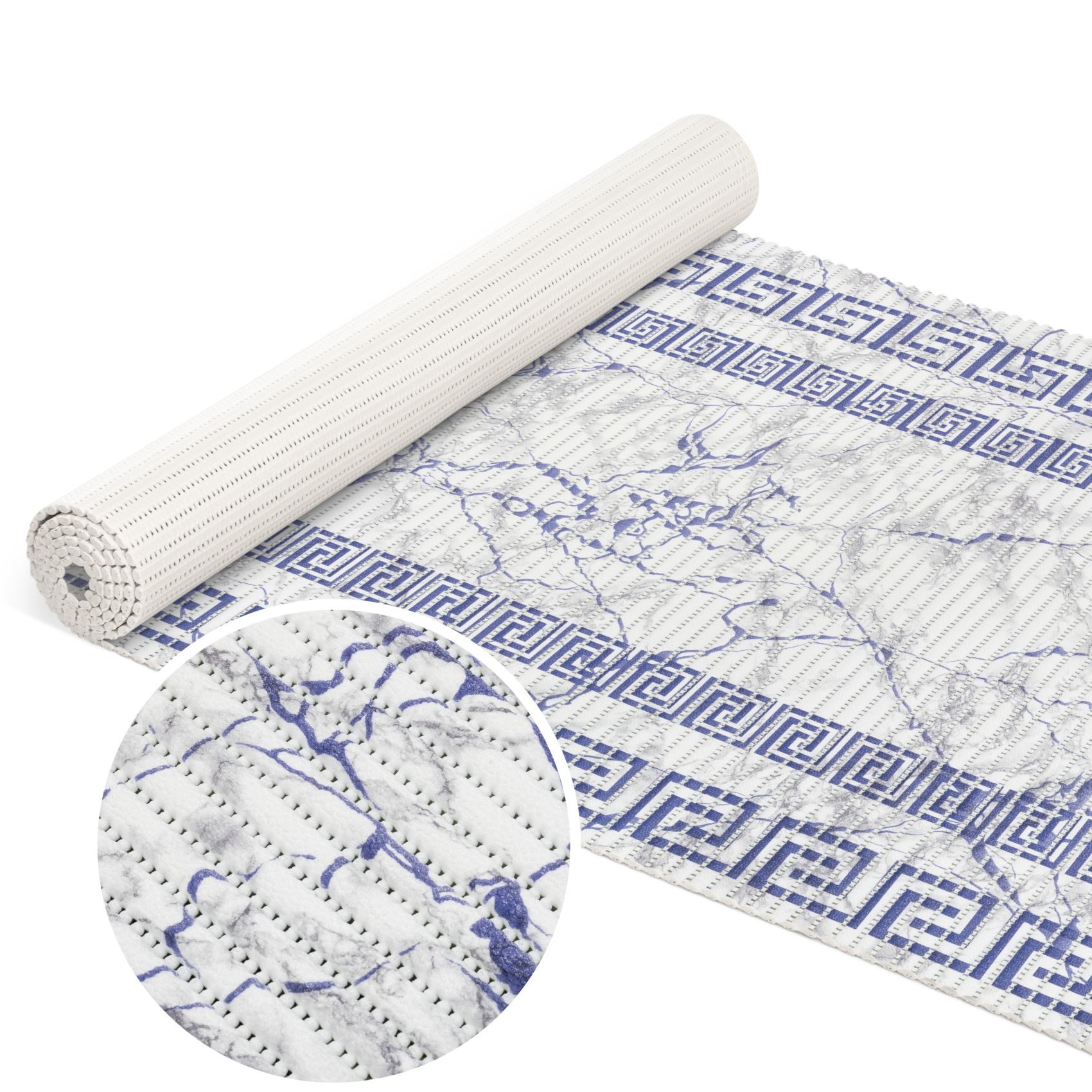 DM038AE_10A Weichschaummatte Bad Weichschaum Badematte Breite 65cm Marmor Blau