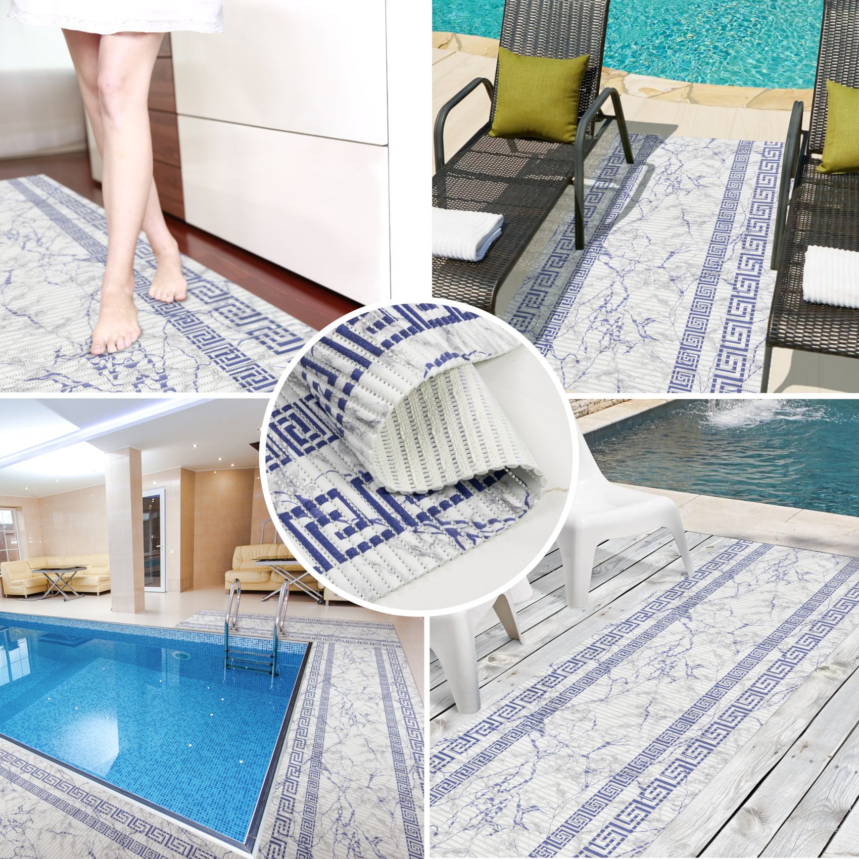 DM038AE_30 Weichschaummatte Bad Weichschaum Badematte Breite 65cm Marmor Blau