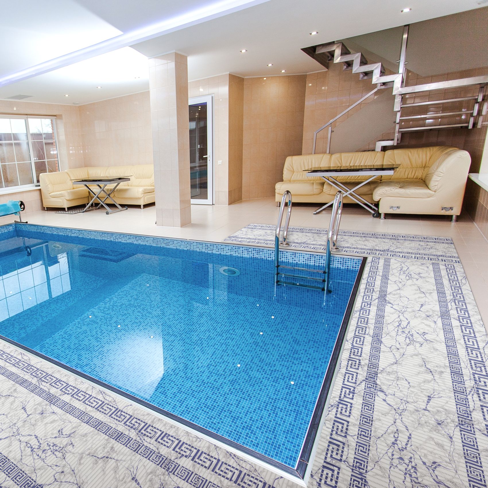 DM038AE_19 Weichschaummatte Bad Weichschaum Badematte Breite 65cm Marmor Blau