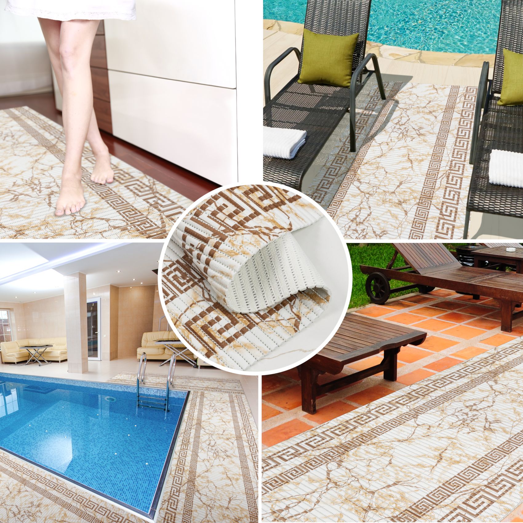 Weichschaummatte Bad Weichschaum Badematte Breite 65cm Marmor Beige