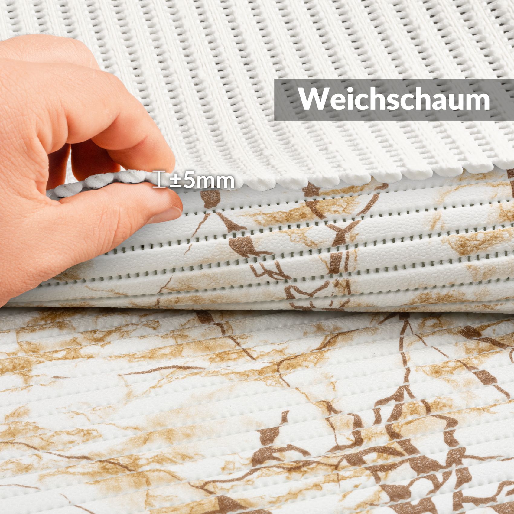 Weichschaummatte Bad Weichschaum Badematte Breite 65cm Marmor Beige