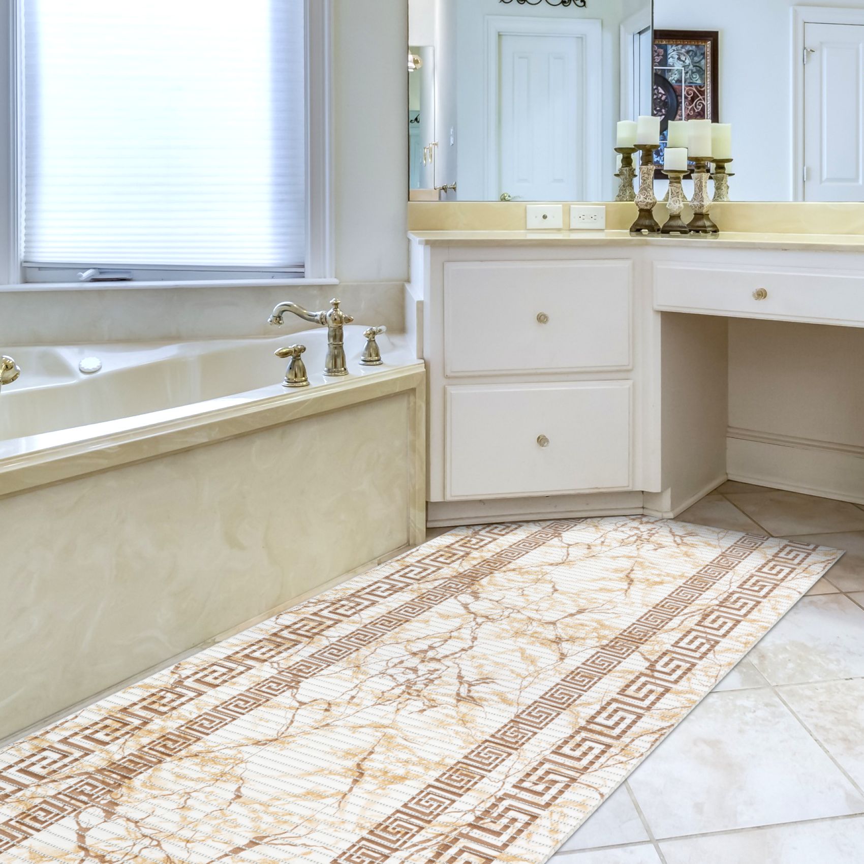 Weichschaummatte Bad Weichschaum Badematte Breite 65cm Marmor Beige