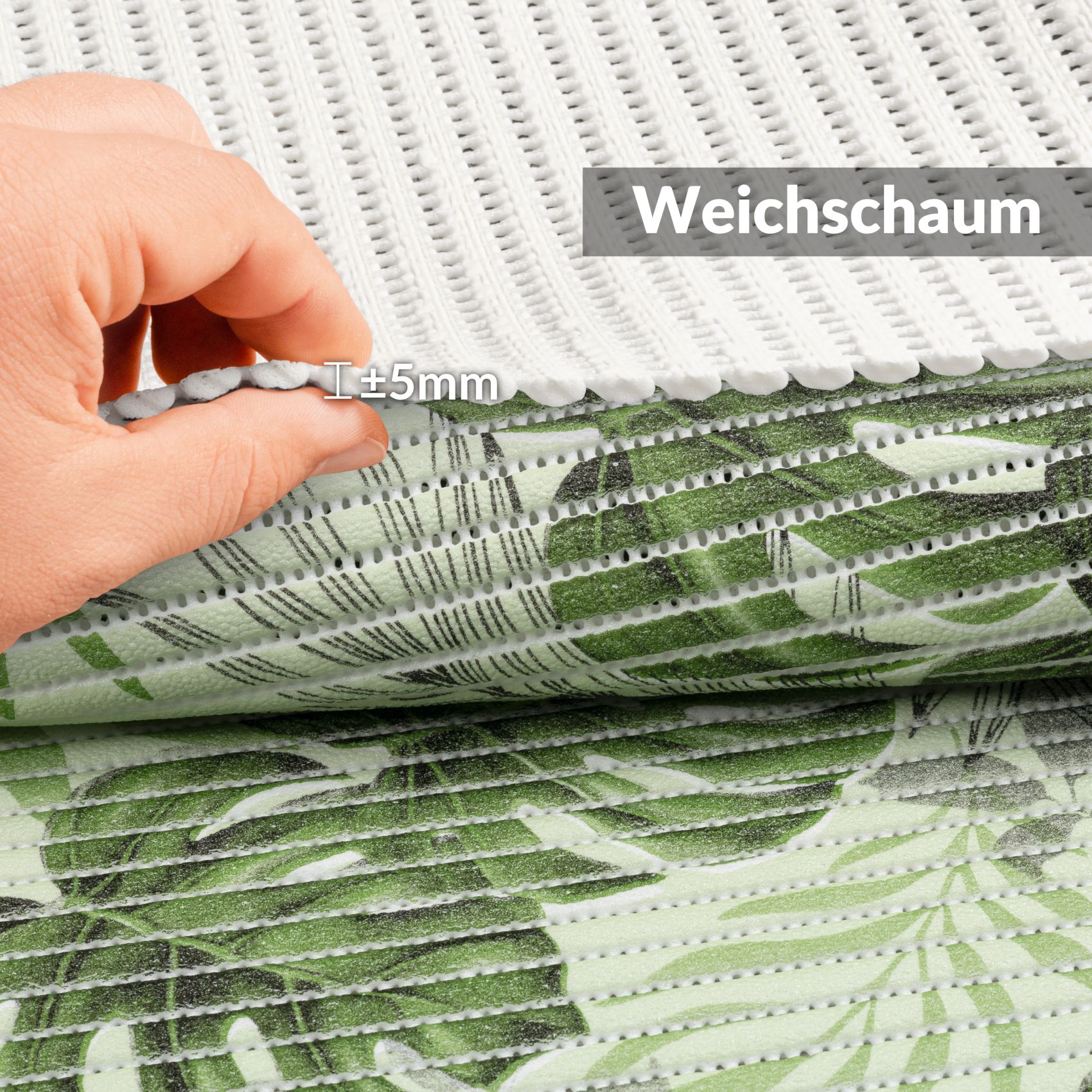 Weichschaummatte Bad Weichschaum Badematte Breite 65cm Palmenblat