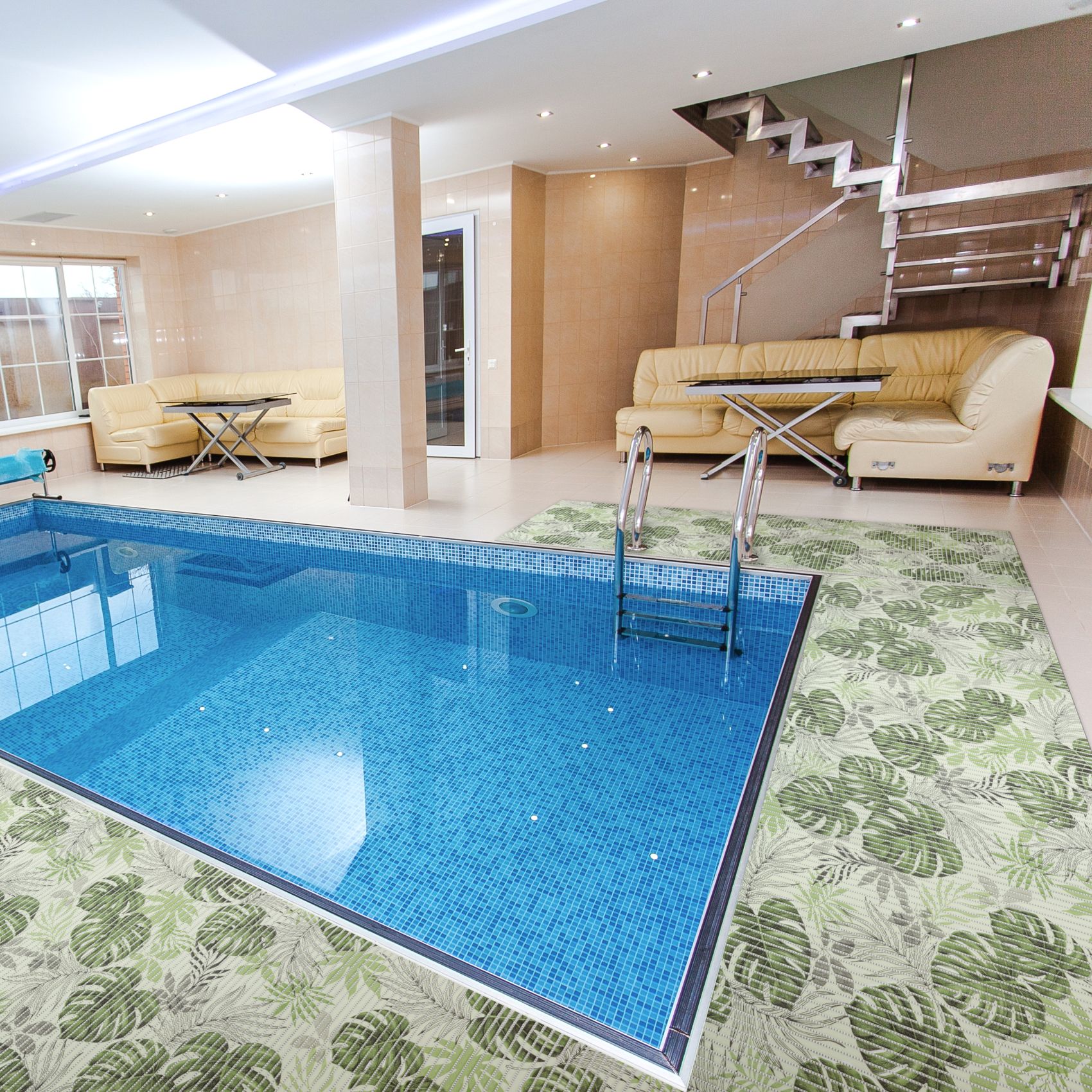 Weichschaummatte Bad Weichschaum Badematte Breite 65cm Palmenblat