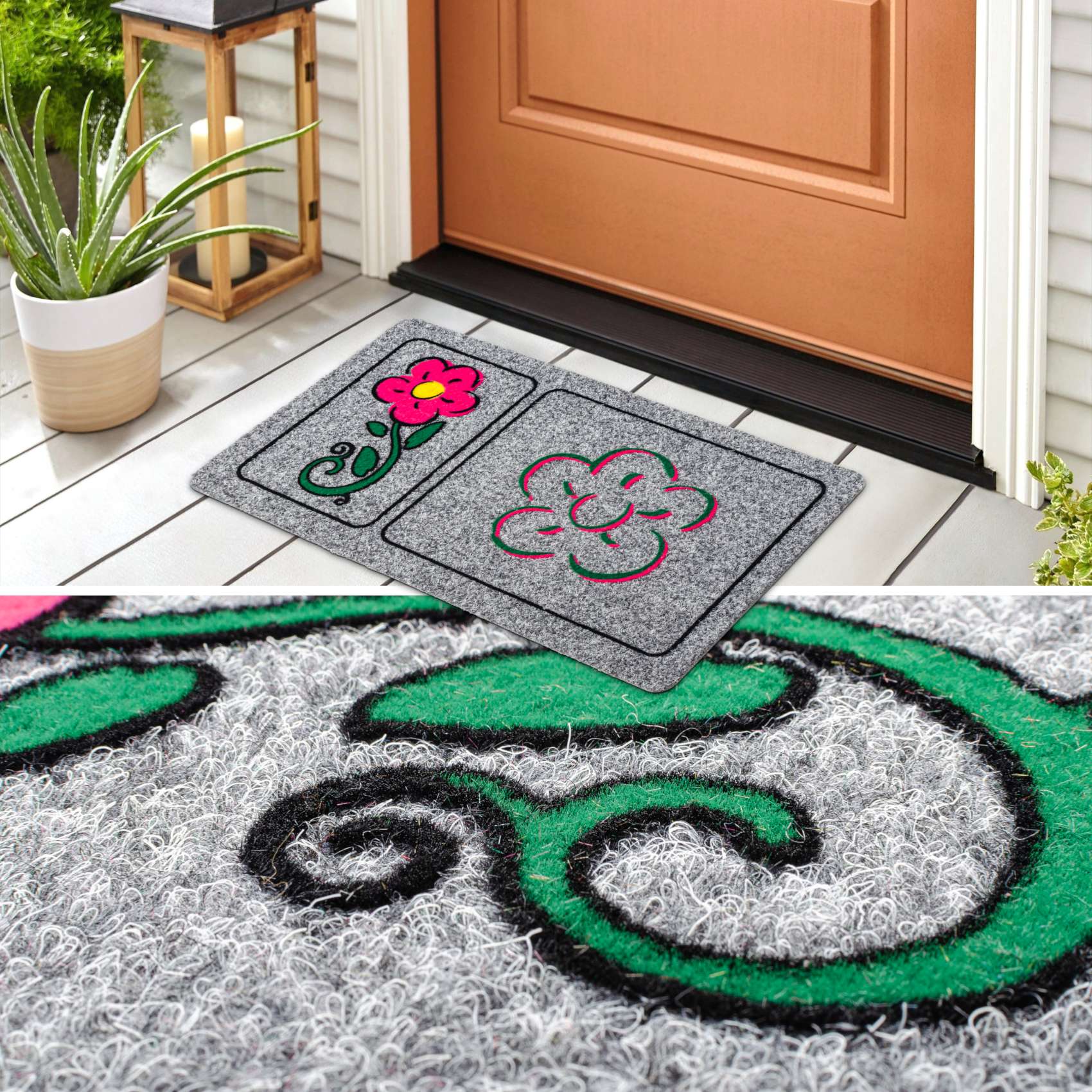 EF22133_50 Fußmatte Schmutzfangmatte Türvorleger rutschfest Blume 40x70cm