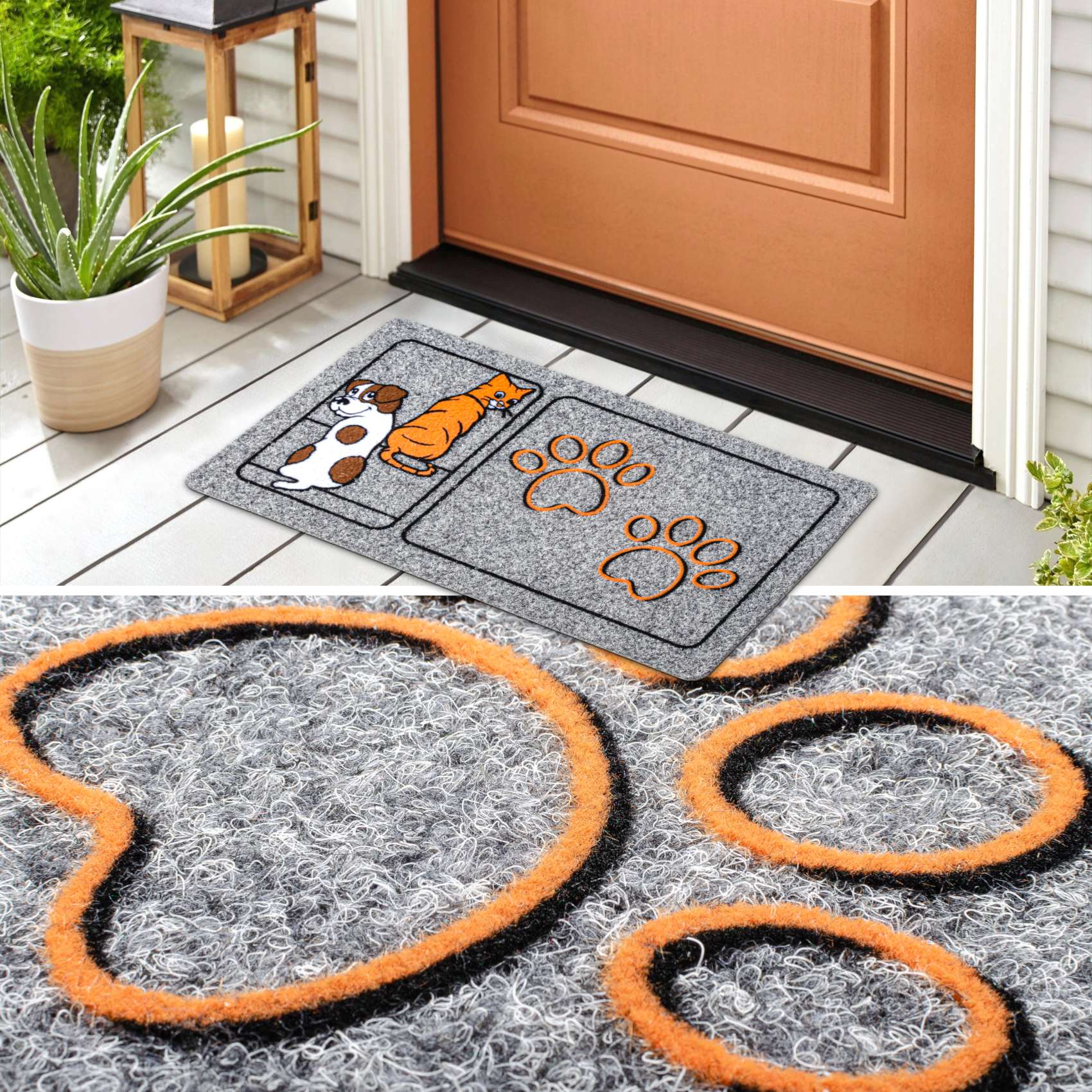 Fußmatte Schmutzfangmatte Türvorleger rutschfest Pfoten 40x70cm