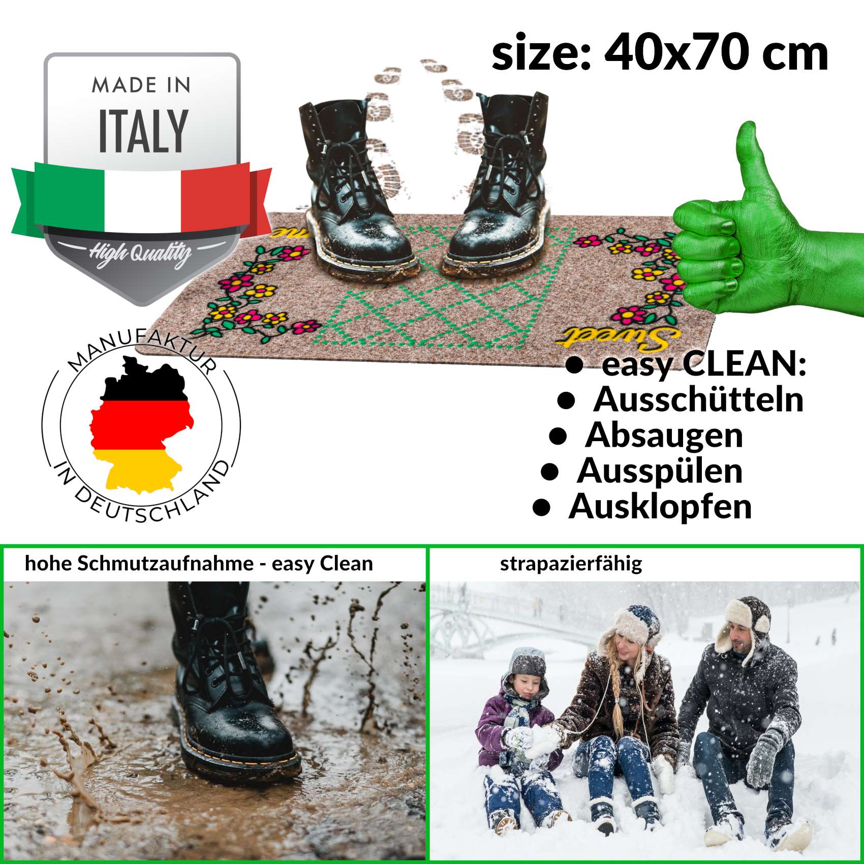 EF22214_30 Schmutzfangmatte Fußmatte Türvorleger rutschfest Sweet Home 40x70cm