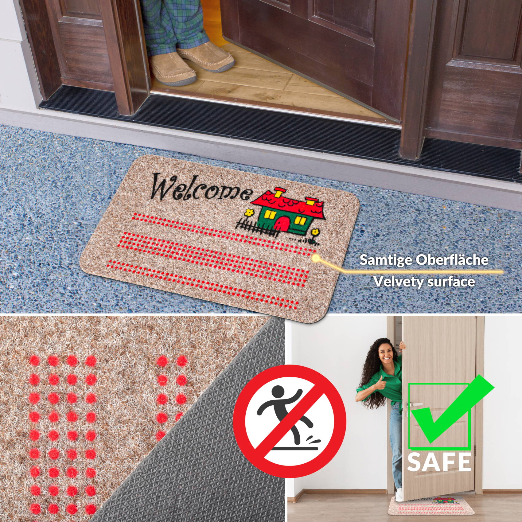 EF21936_60 Schmutzfangmatte Fußmatte Türvorleger rutschfest Welcome Home 40x70cm