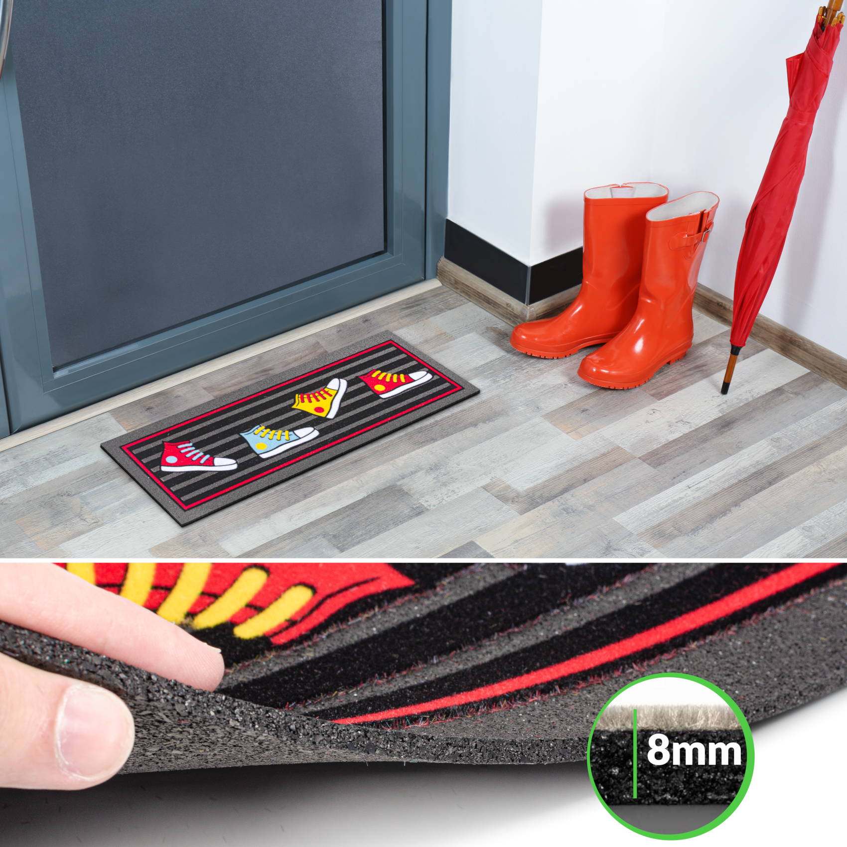 Schmutzfangmatte Fußmatte Türvorleger rutschfest Sneaker 25x68cm