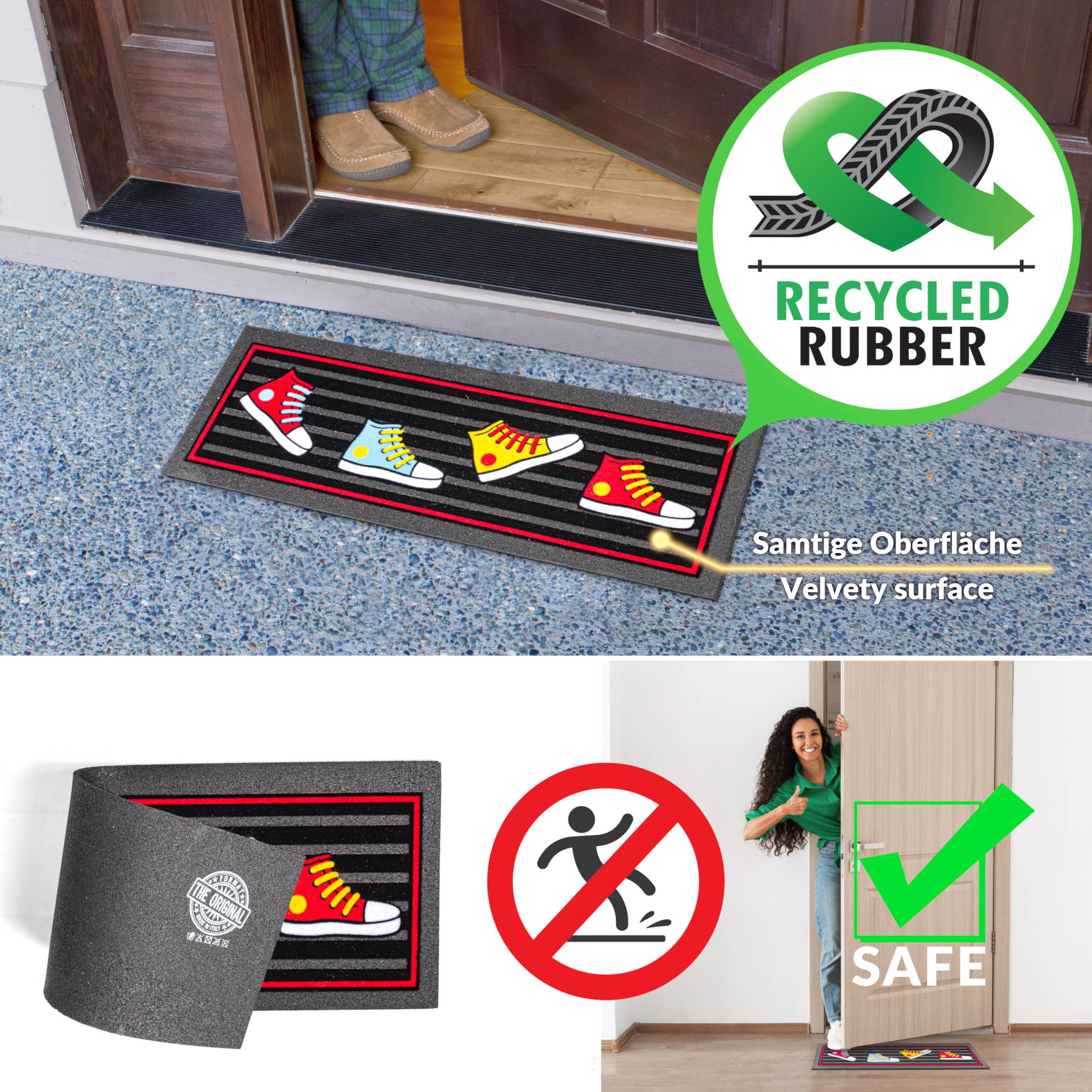 Schmutzfangmatte Fußmatte Türvorleger rutschfest Sneaker 25x68cm