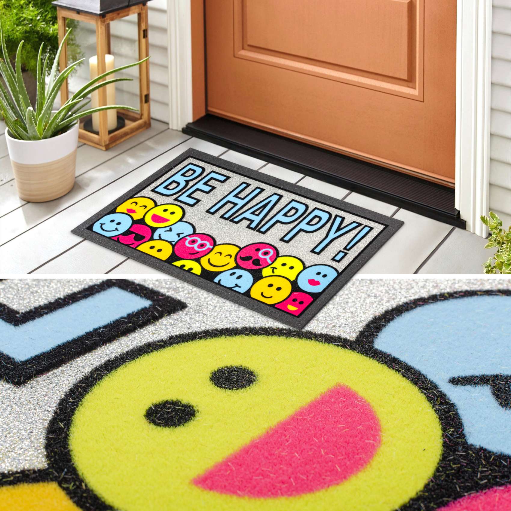 Schmutzfangmatte Fußmatte Türvorleger rutschfest Be Happy! – Glitzer 40x68cm