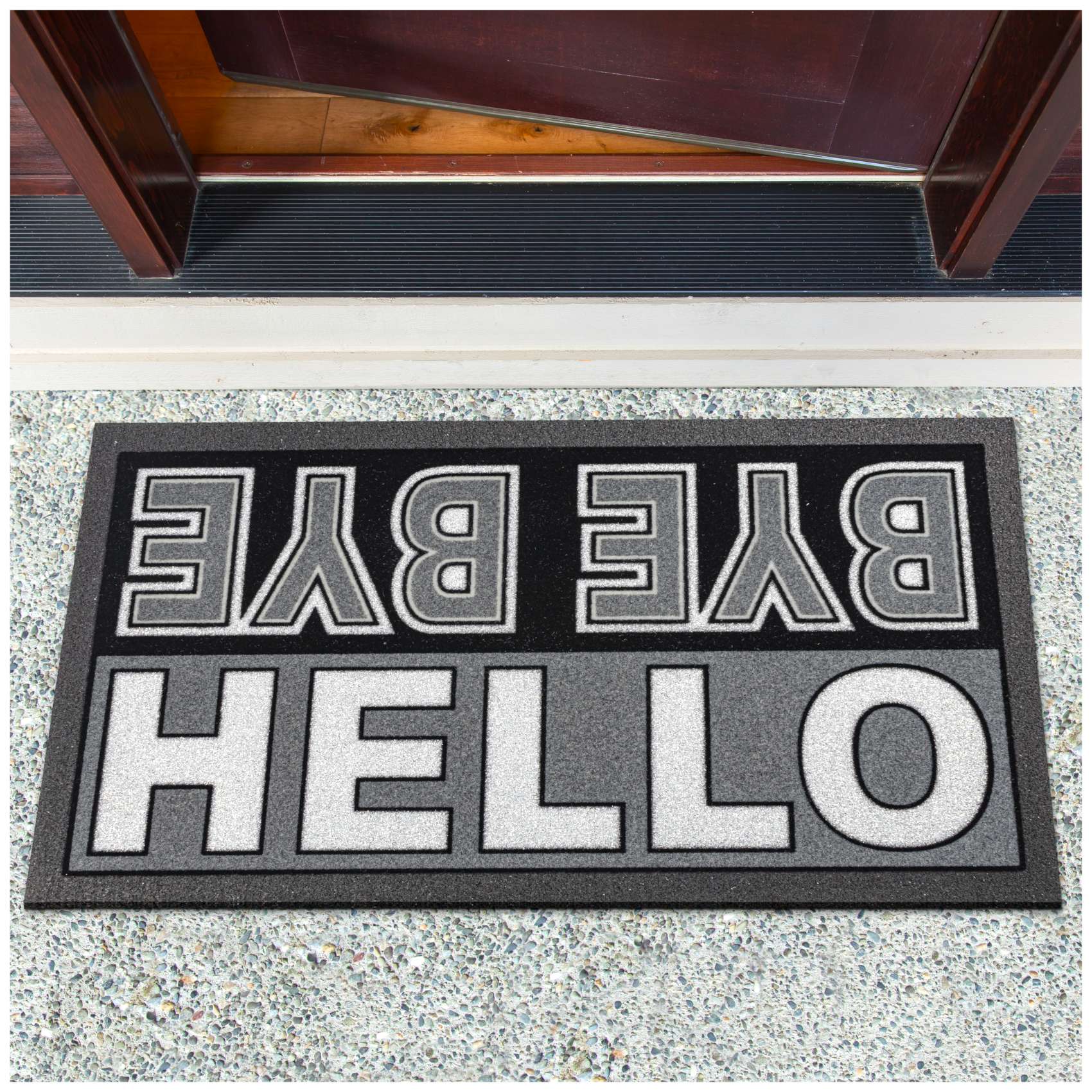 Schmutzfangmatte Fußmatte Türvorleger rutschfest Hello Bye Bye - Glitzer 40x68cm