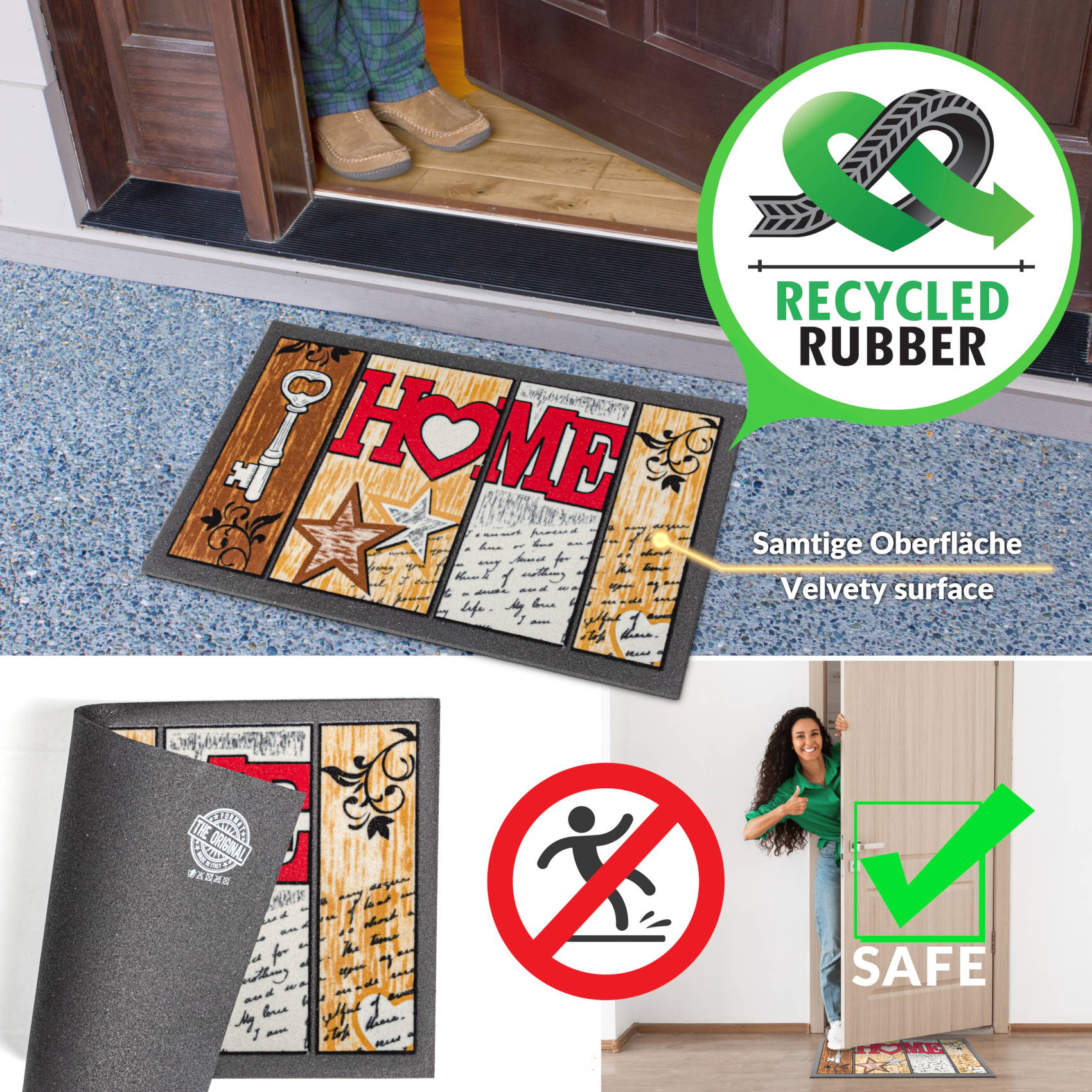 EF21806_60 Schmutzfangmatte Fußmatte Türvorleger rutschfest Home Shabby 40x68cm