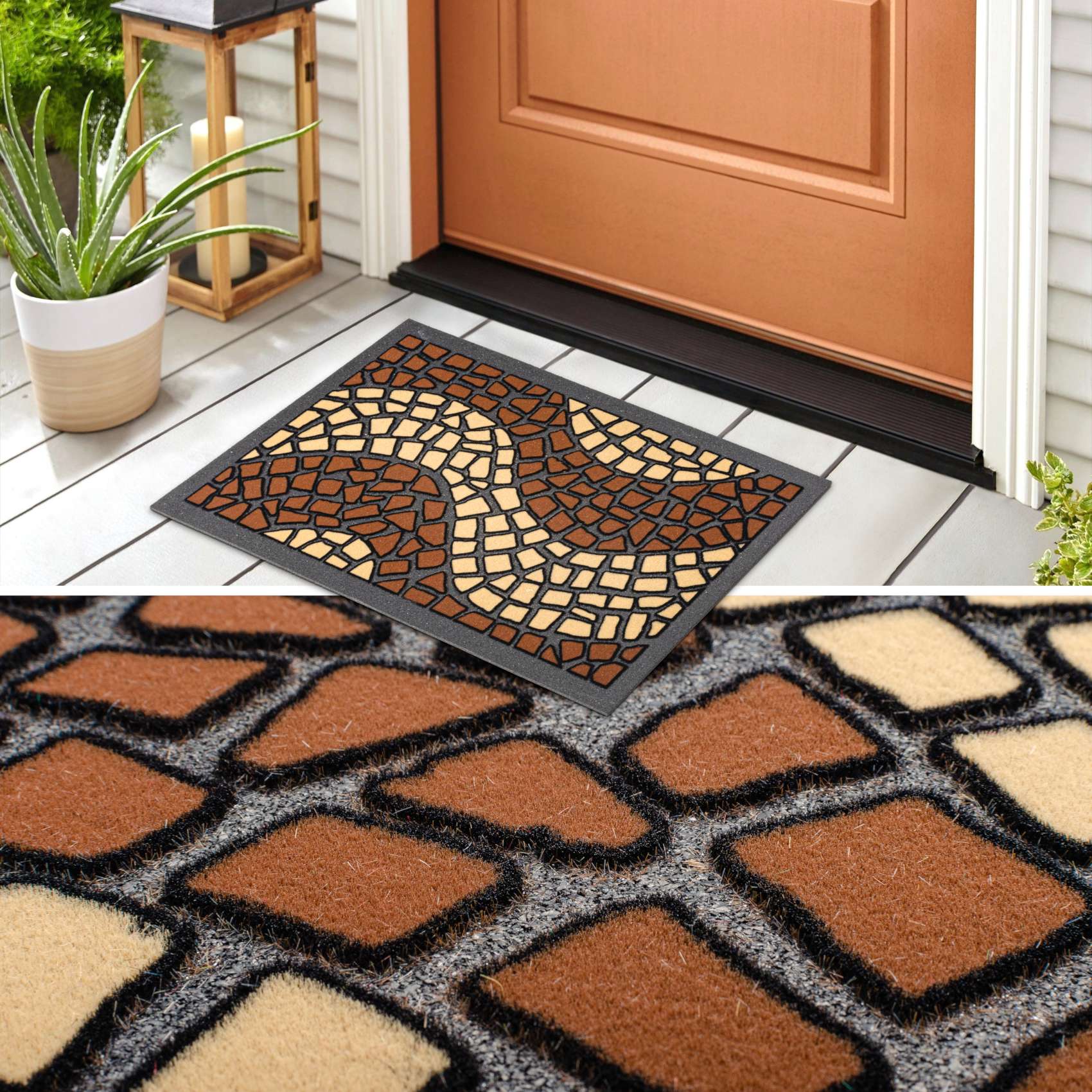 EF20712_50 Schmutzfangmatte Fußmatte Türvorleger rutschfest Mosaik Braun 40x68cm