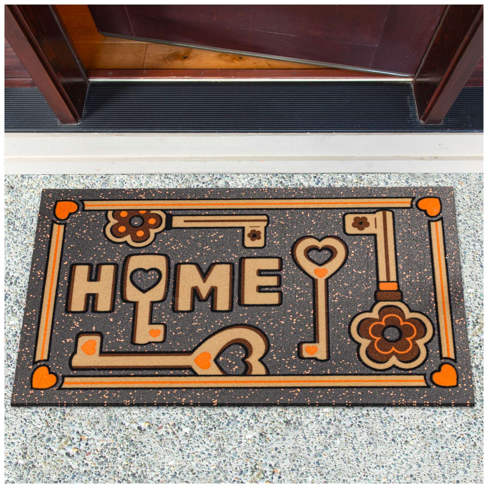 Schmutzfangmatte Fußmatte Türvorleger rutschfest Schlüssel Home 40x68cm