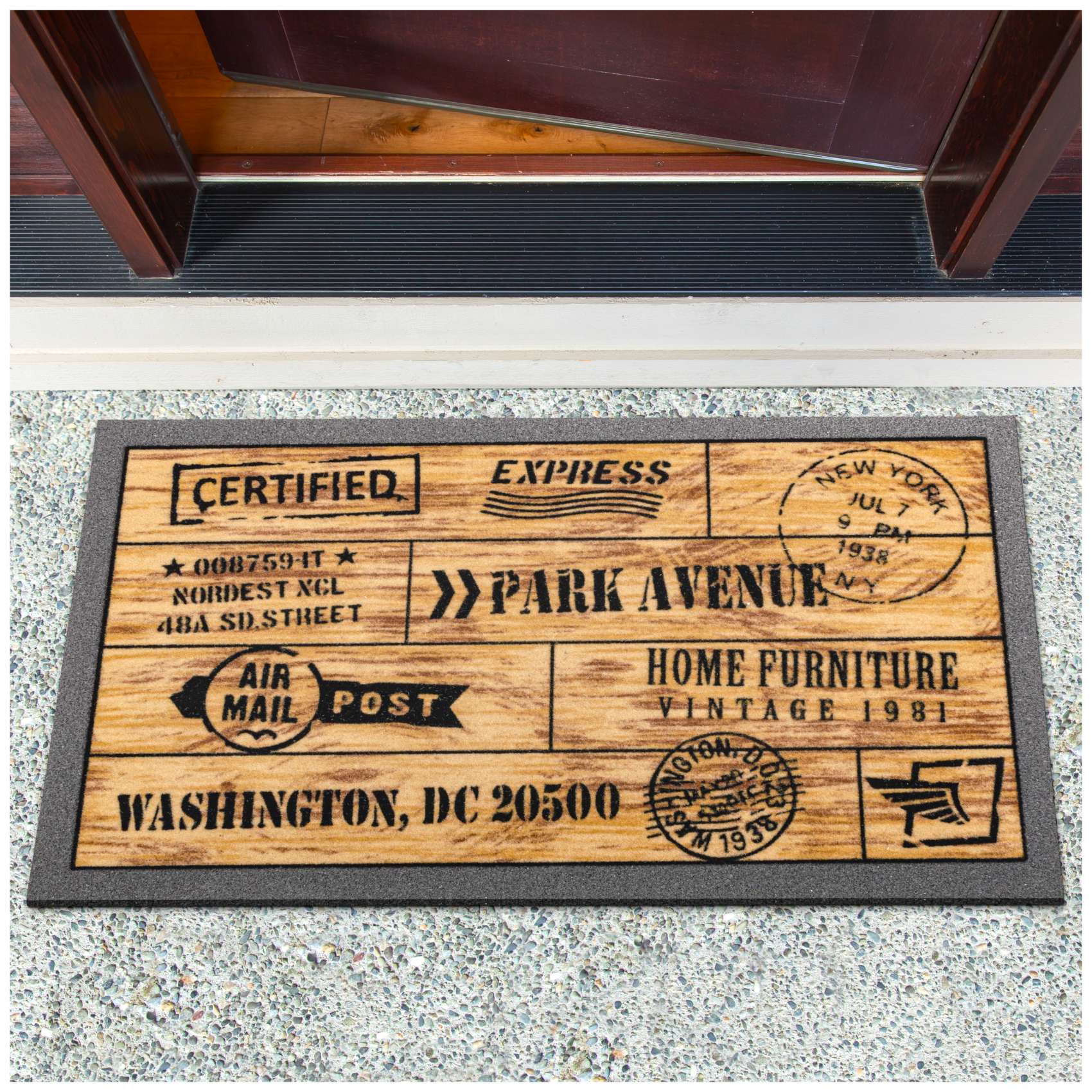 Schmutzfangmatte Fußmatte Türvorleger rutschfest Wood Industry 40x68cm