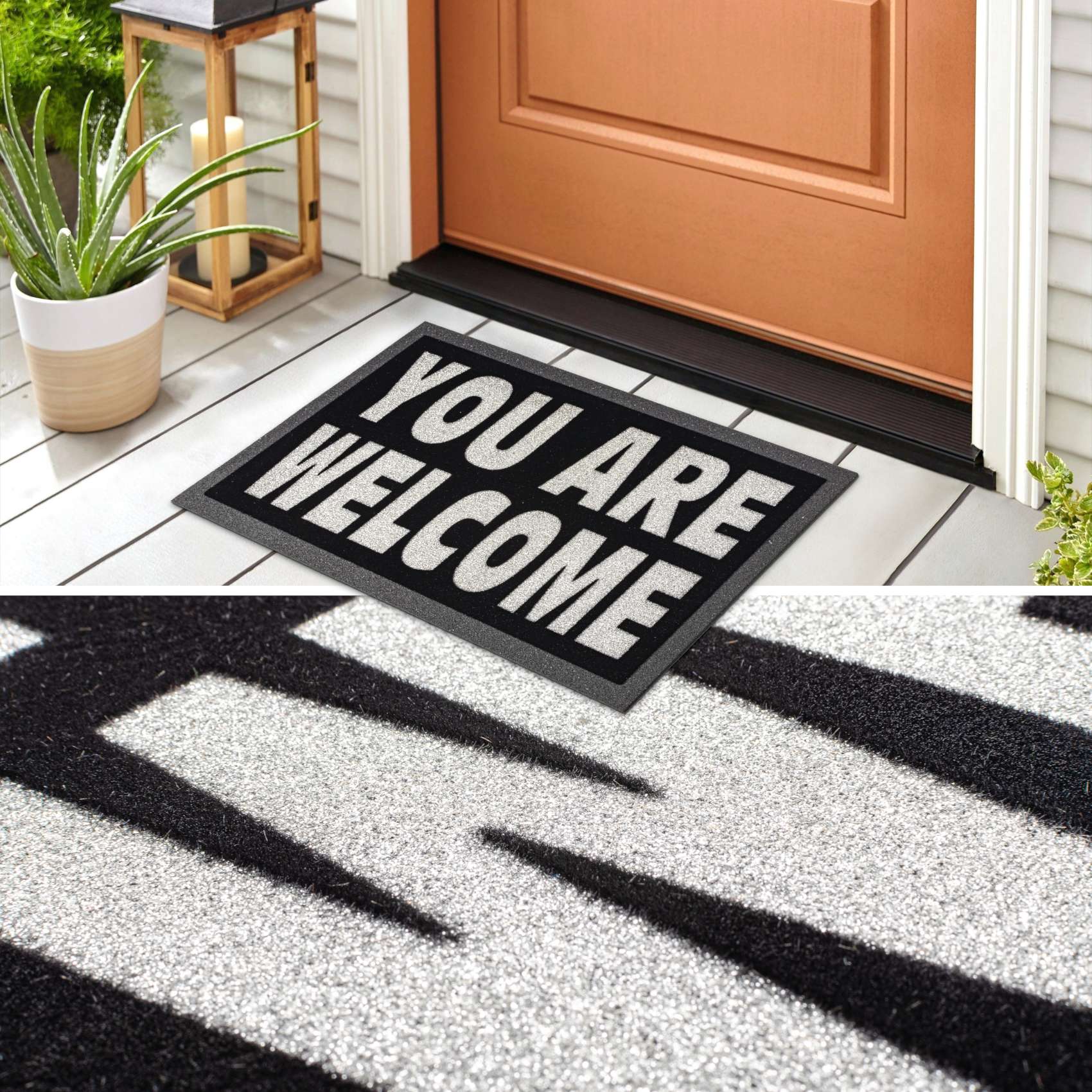 Schmutzfangmatte Fußmatte Türvorleger rutschfest You are Welcome – Glitzer 40x68cm