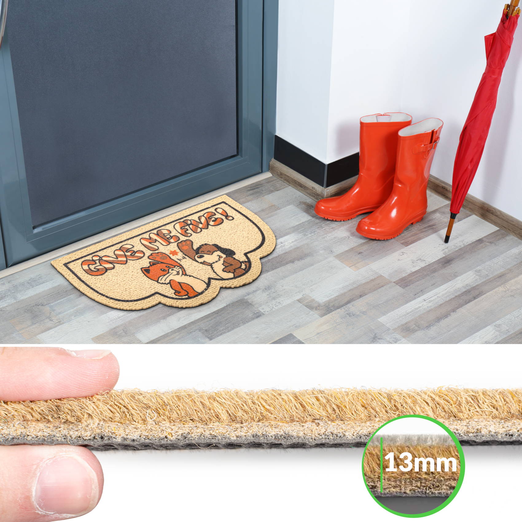 Fußmatte Schmutzfangmatte Türvorleger rutschfest Give me Five! 40x70cm