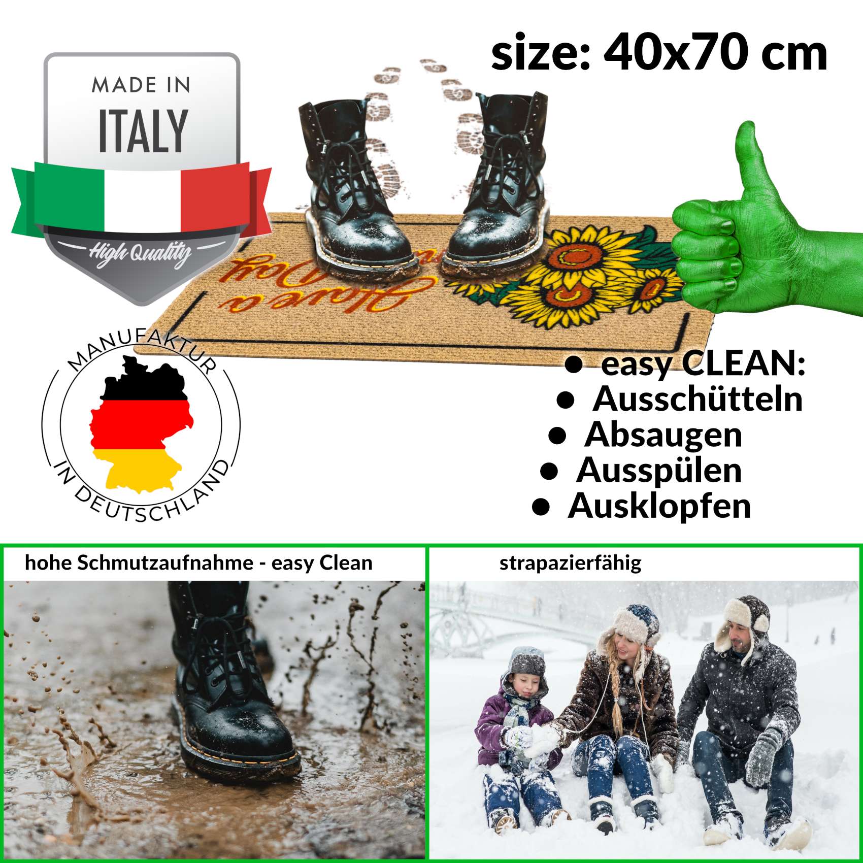 EF22213_30 Fußmatte Schmutzfangmatte Türvorleger rutschfest Have a nice day 40x70cm