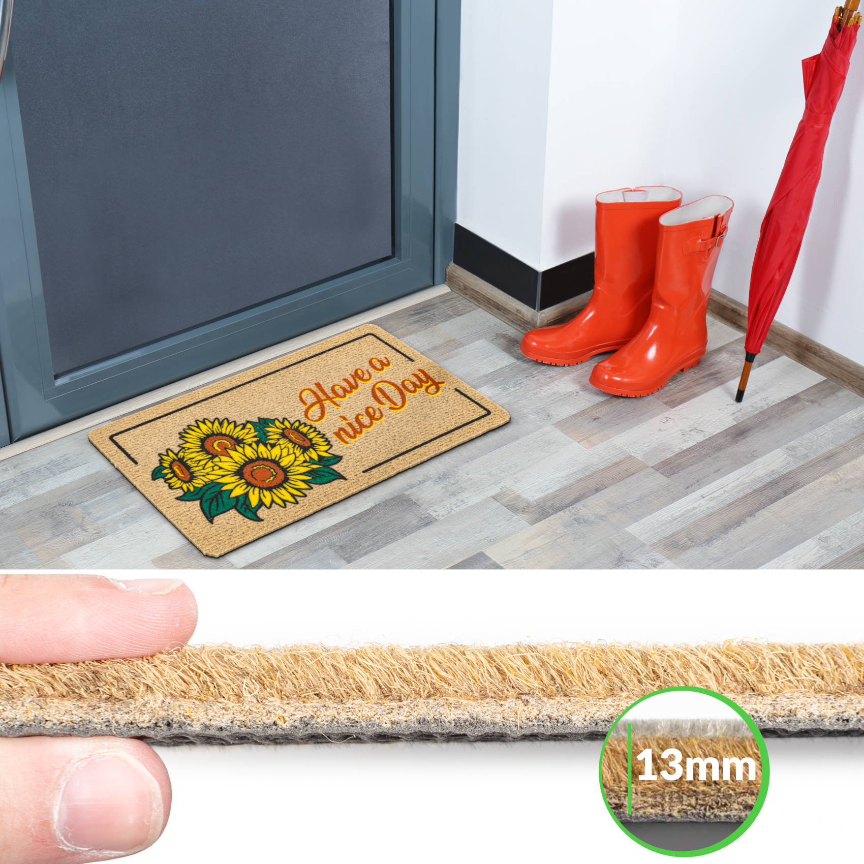 EF22213_40 Fußmatte Schmutzfangmatte Türvorleger rutschfest Have a nice day 40x70cm