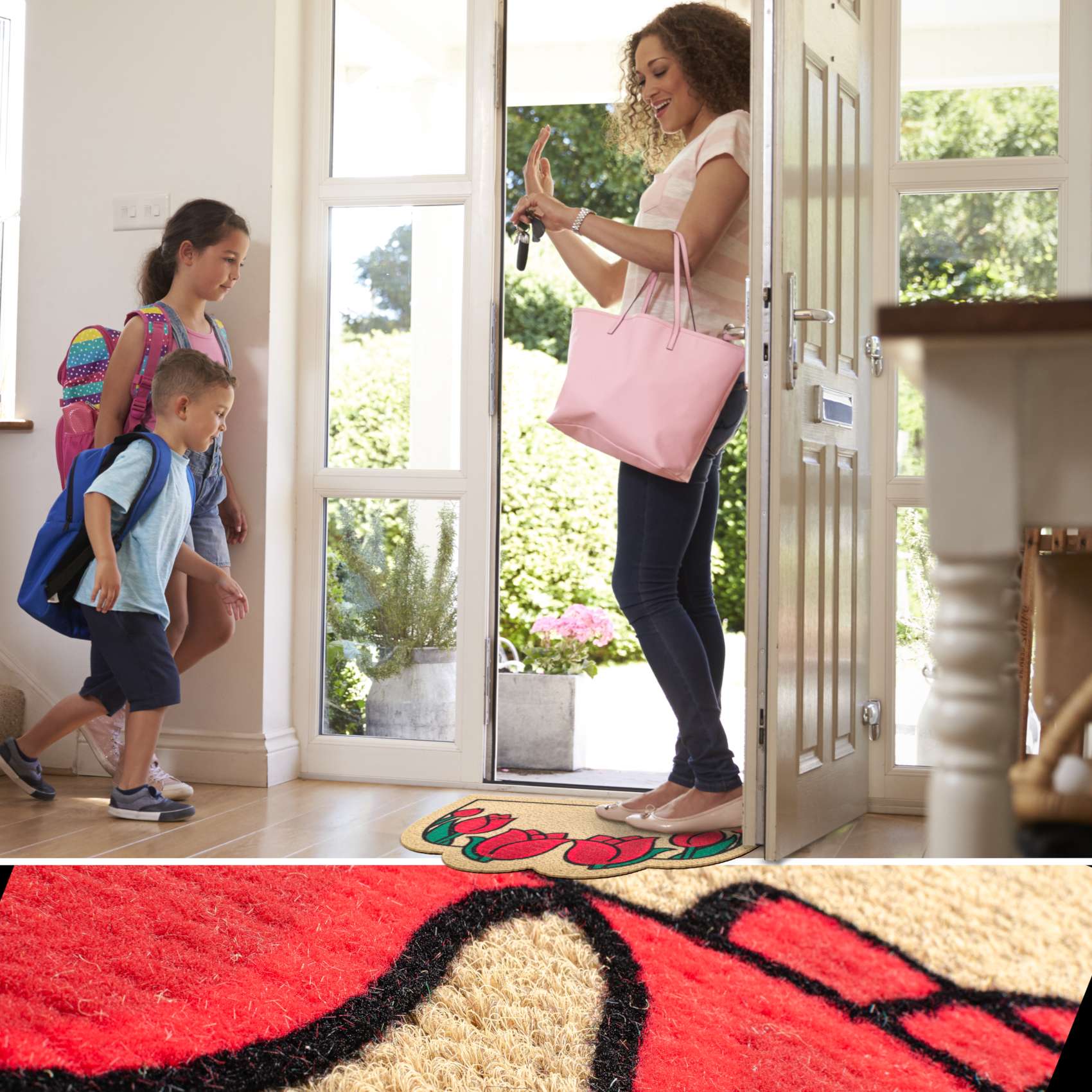 Fußmatte Schmutzfangmatte Türvorleger rutschfest Tulpen 40x70cm