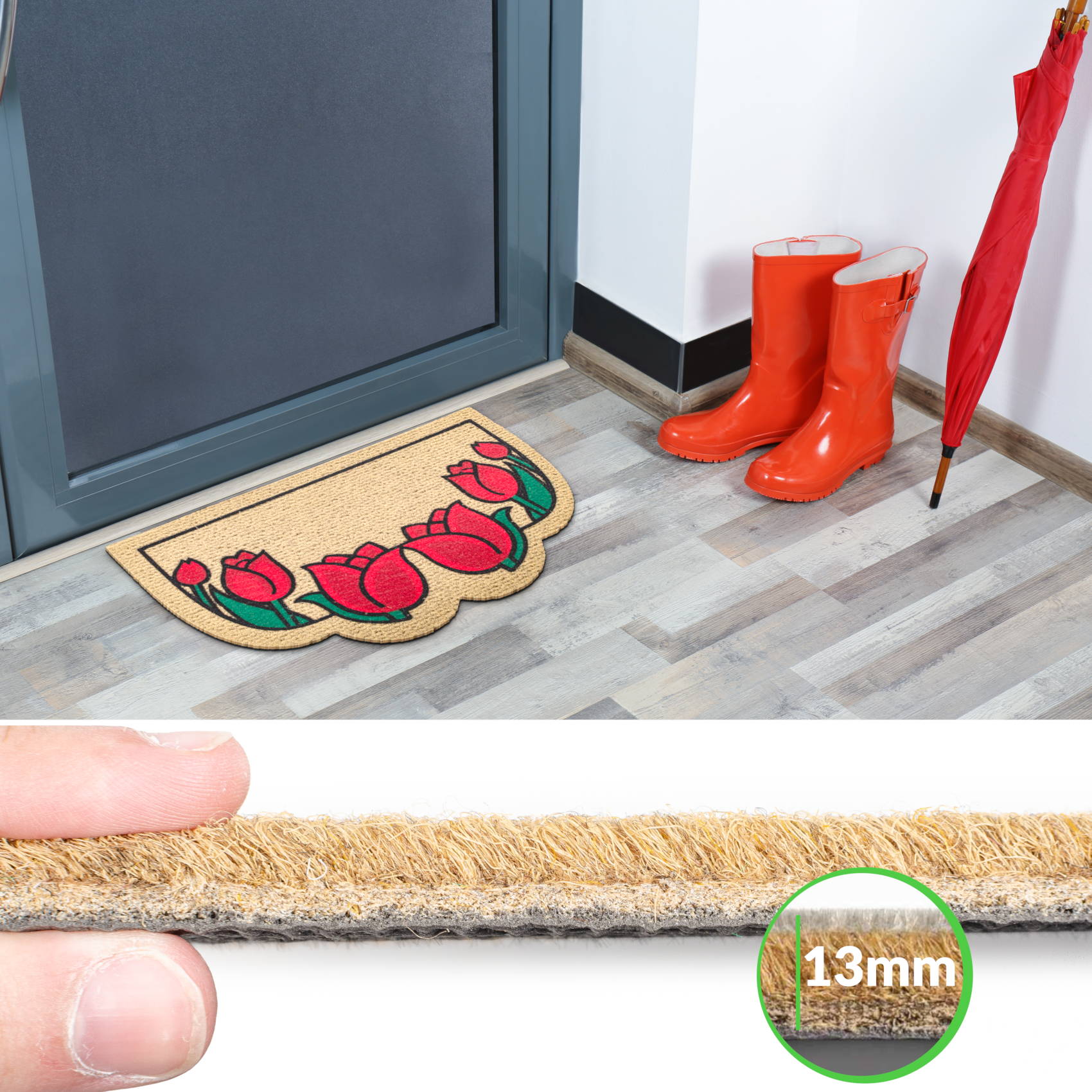 Fußmatte Schmutzfangmatte Türvorleger rutschfest Tulpen 40x70cm