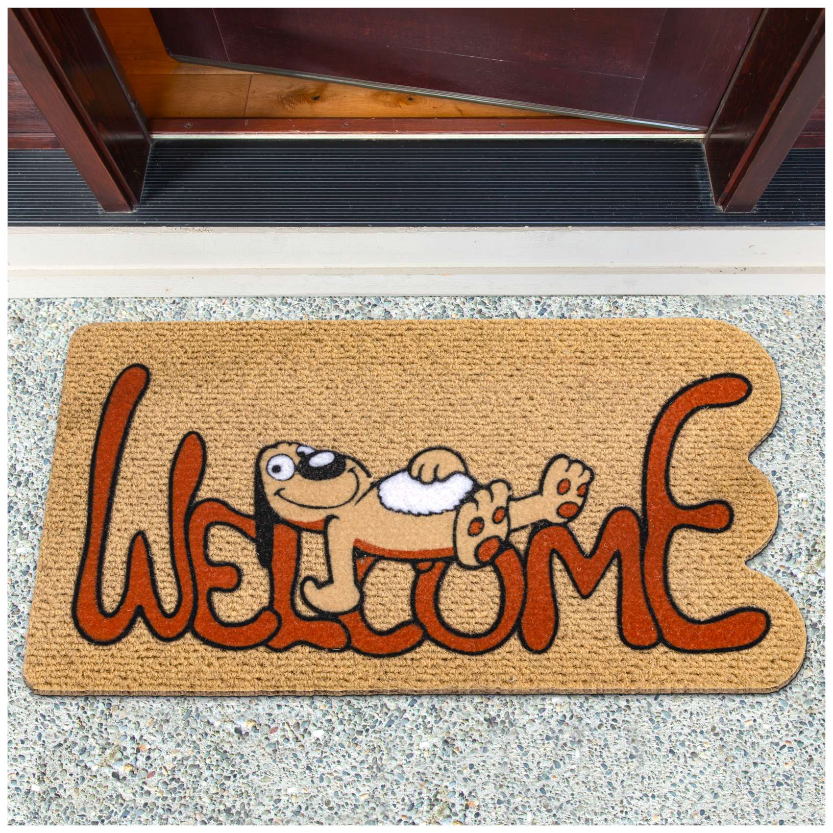Schmutzfangmatte Fußmatte Türvorleger rutschfest Welcome – Hund 40x70cm