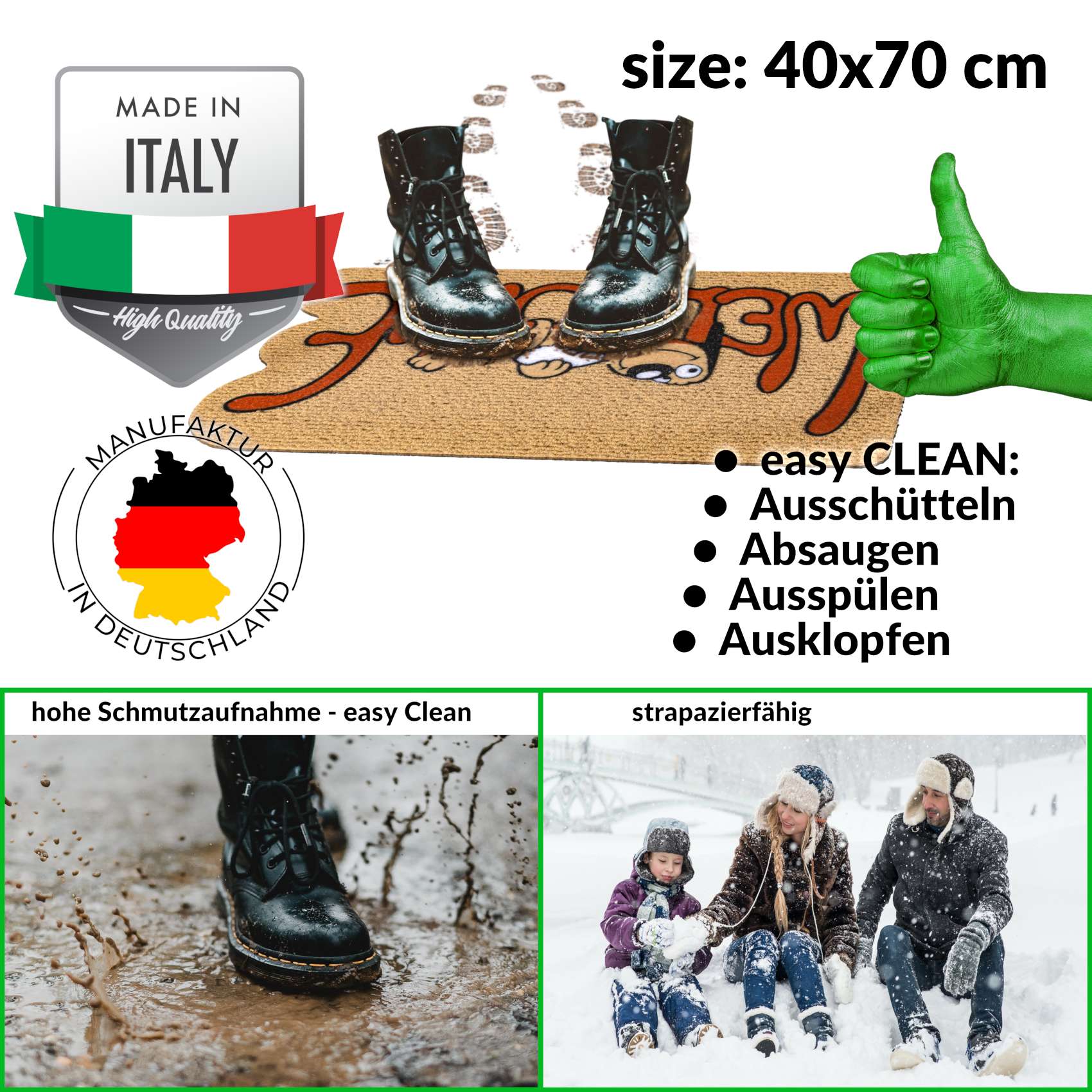 EF20733_30 Schmutzfangmatte Fußmatte Türvorleger rutschfest Welcome – Hund 40x70cm