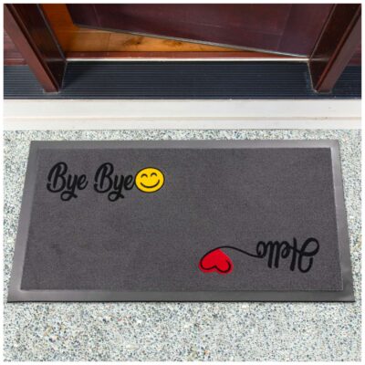 Fußmatte Schmutzfangmatte Türvorleger rutschfest Hello Bye Bye 40x70cm