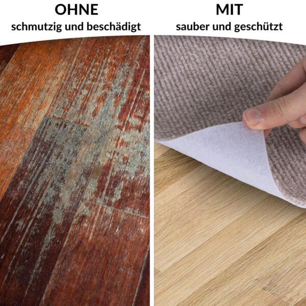 Bodenschutzmatte Bürostuhlunterlage Schreibtischstuhl Unterlage Teppich selbsthaftend NEMESIS Beige – 090x120cm