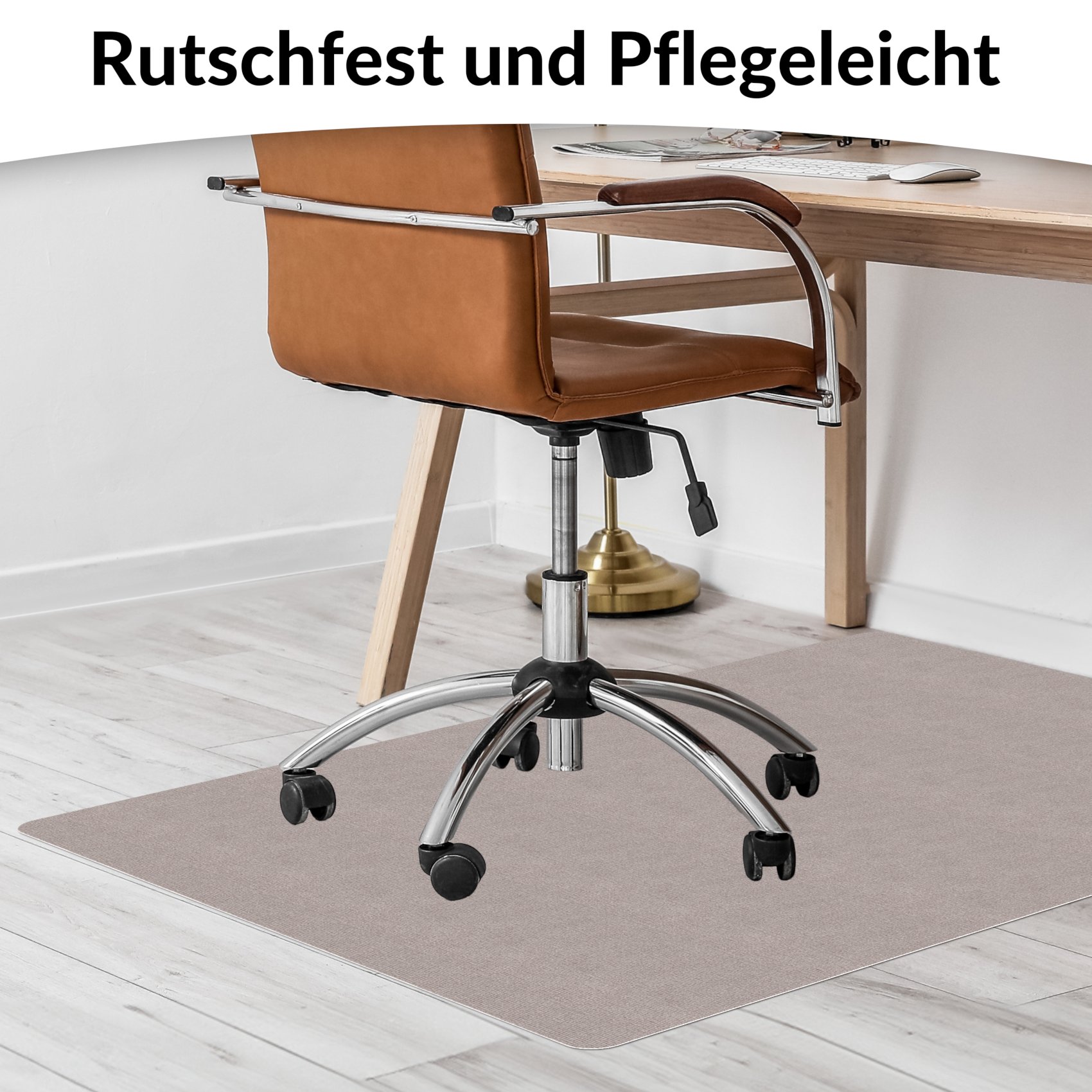 NEMBEIG-RE_30 Bodenschutzmatte Bürostuhlunterlage Schreibtischstuhl Unterlage Teppich selbsthaftend NEMESIS Beige